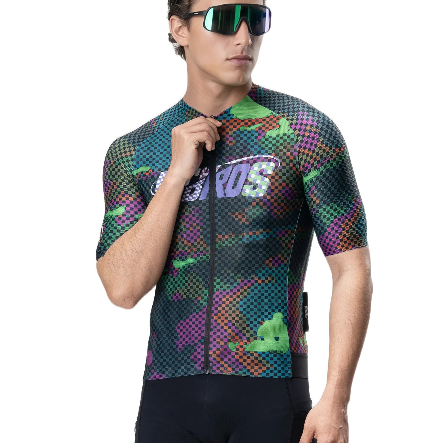 ROCKBROS men's lightweight and breathable short sleeve cycling jersey with moisture-wicking fabric and race-fit design