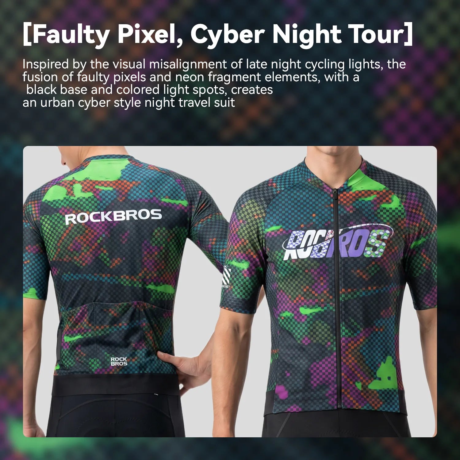 ROCKBROS men's lightweight and breathable short sleeve cycling jersey with moisture-wicking fabric and race-fit design