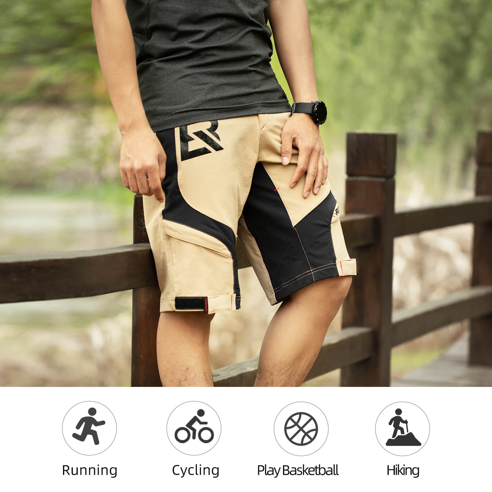 ROCKBROS men's MTB shorts with detachable 4D padded liner