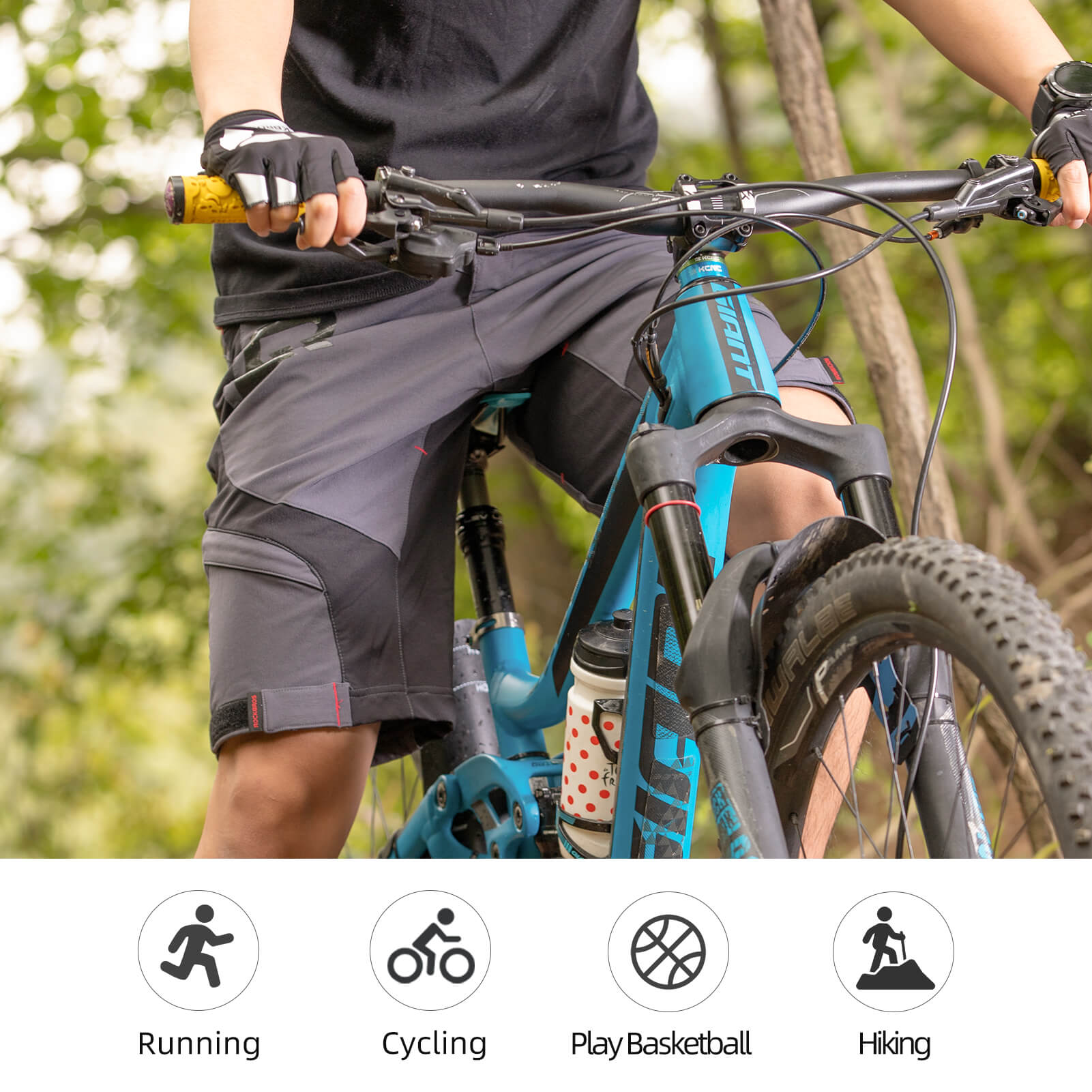 ROCKBROS men's MTB shorts with detachable 4D padded liner