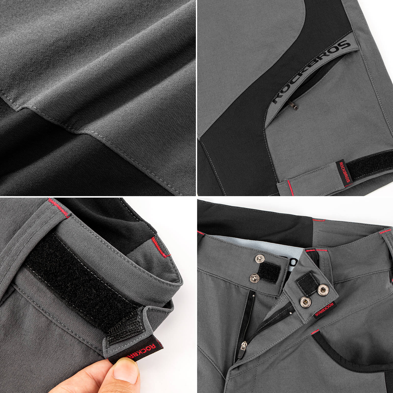ROCKBROS men's MTB shorts with detachable 4D padded liner
#Color_Grayish Black