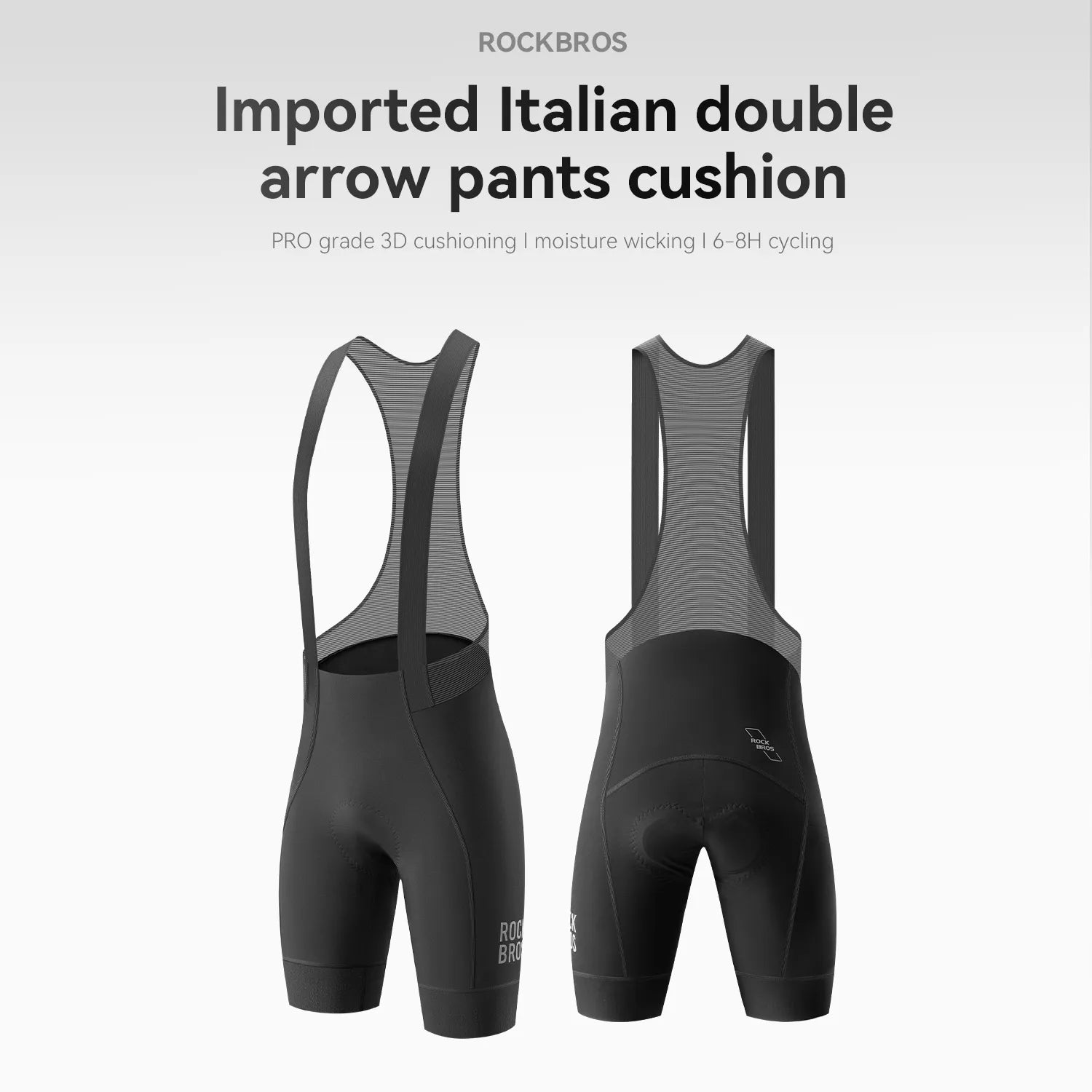 ROCKBROS Men's QINGLAN summer cycling bib shorts with Elastic Interface® Italian chamois and breathable race-fit design