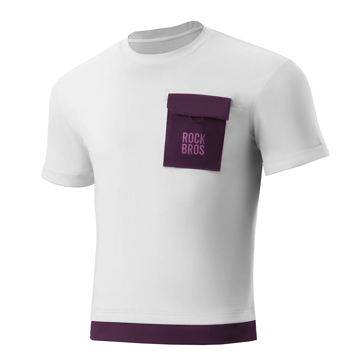 ROCKBROS men's quick-dry casual cycling T-shirt with a breathable lightweight design and front pocket
#Color_White