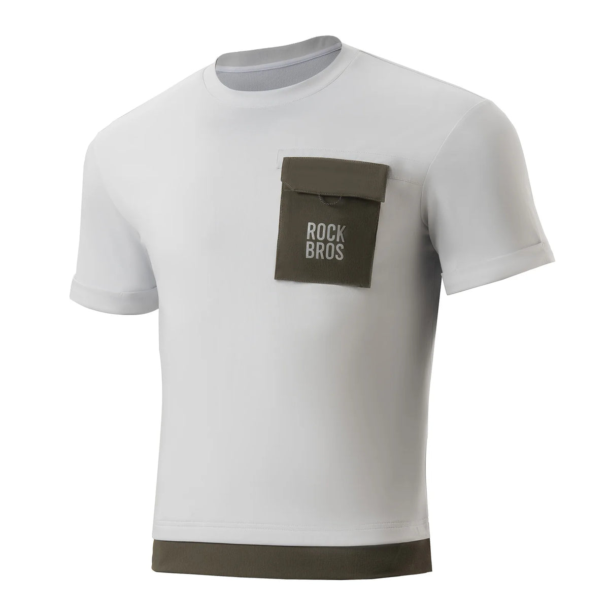 ROCKBROS men's quick-dry casual cycling T-shirt with a breathable lightweight design and front pocket
#Color_Gray