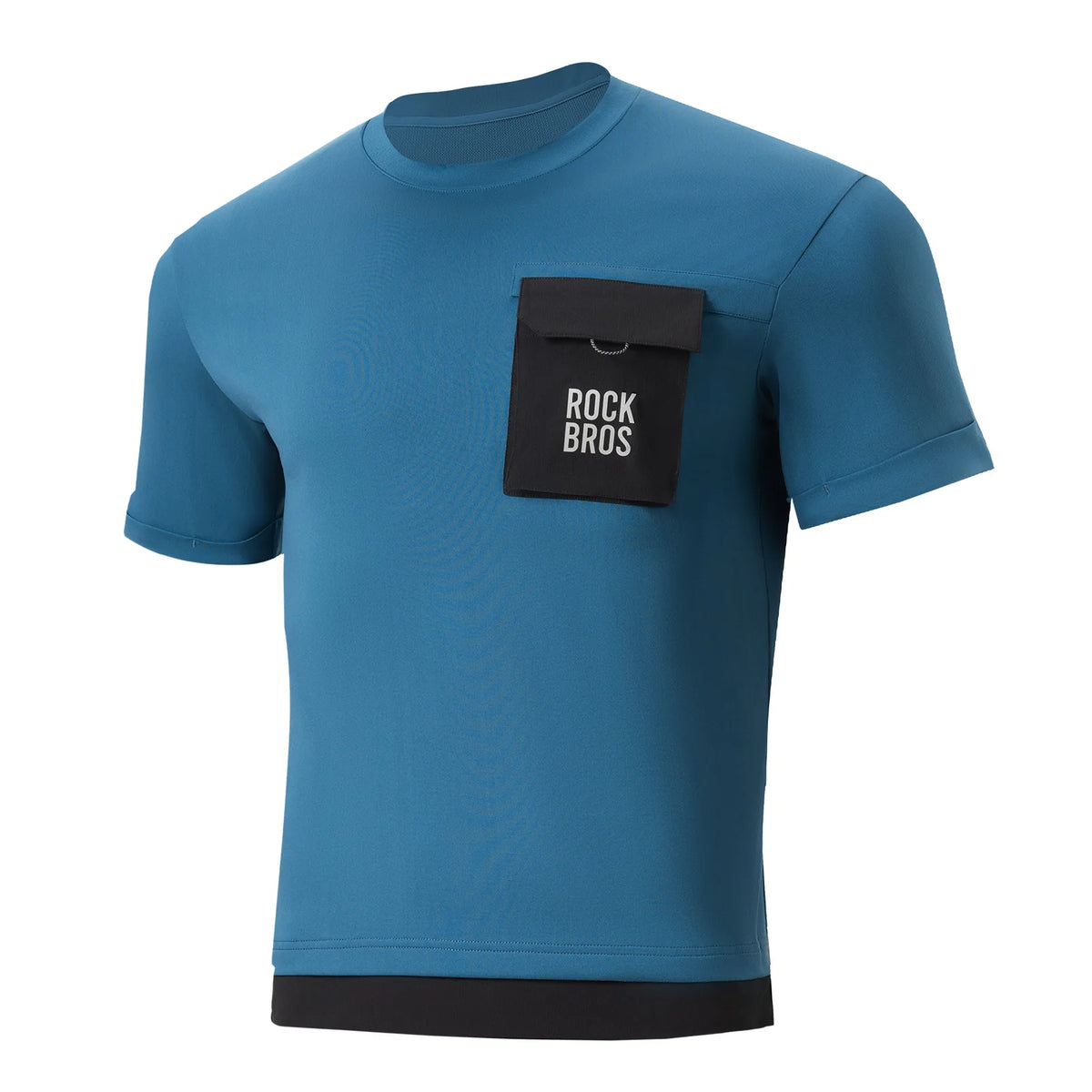 ROCKBROS men's quick-dry casual cycling T-shirt with a breathable lightweight design and front pocket
#Color_Blue