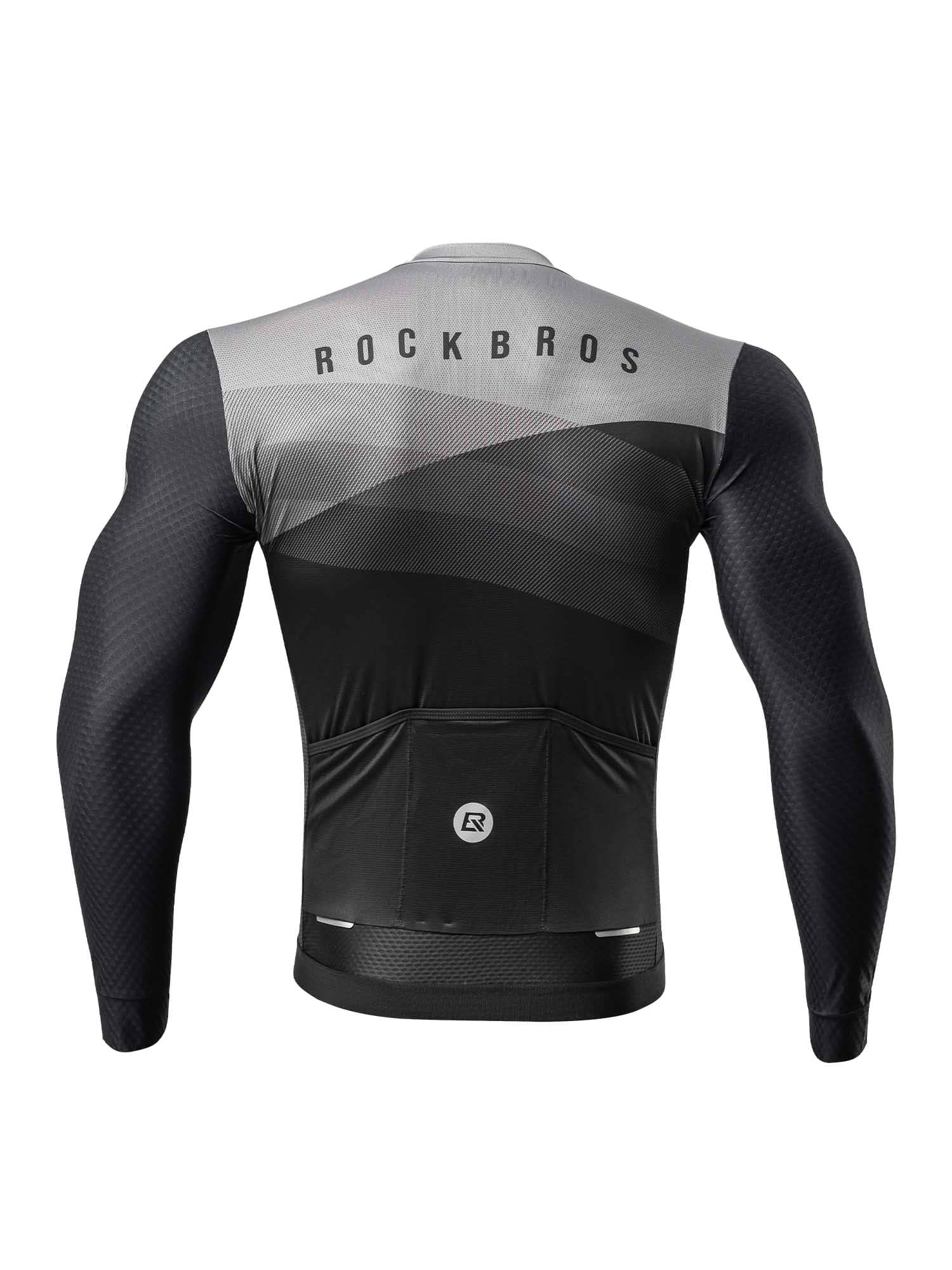 ROCKBROS men’s breathable quick-dry long-sleeve cycling jersey for road and mountain biking