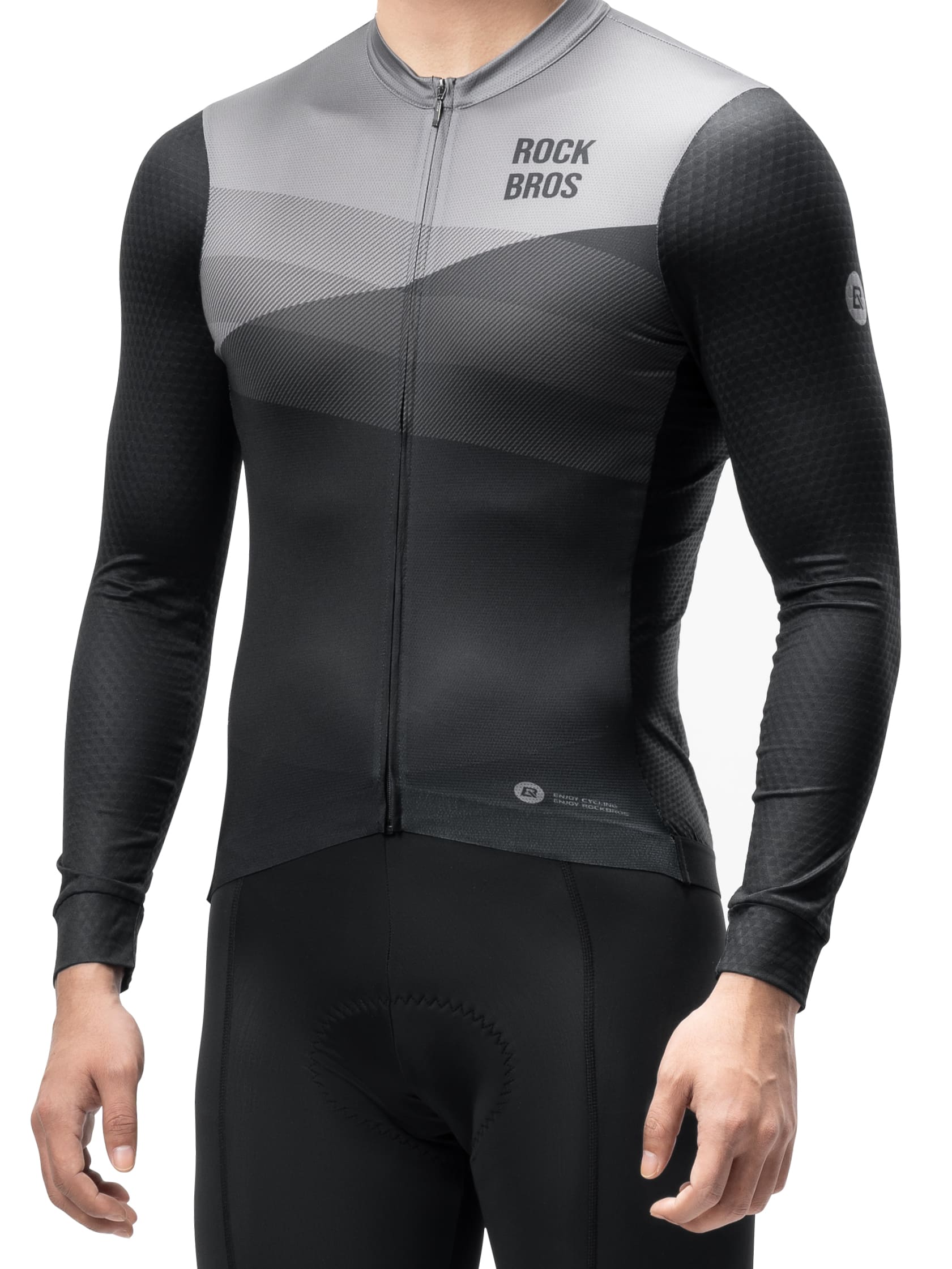 ROCKBROS men’s breathable quick-dry long-sleeve cycling jersey for road and mountain biking