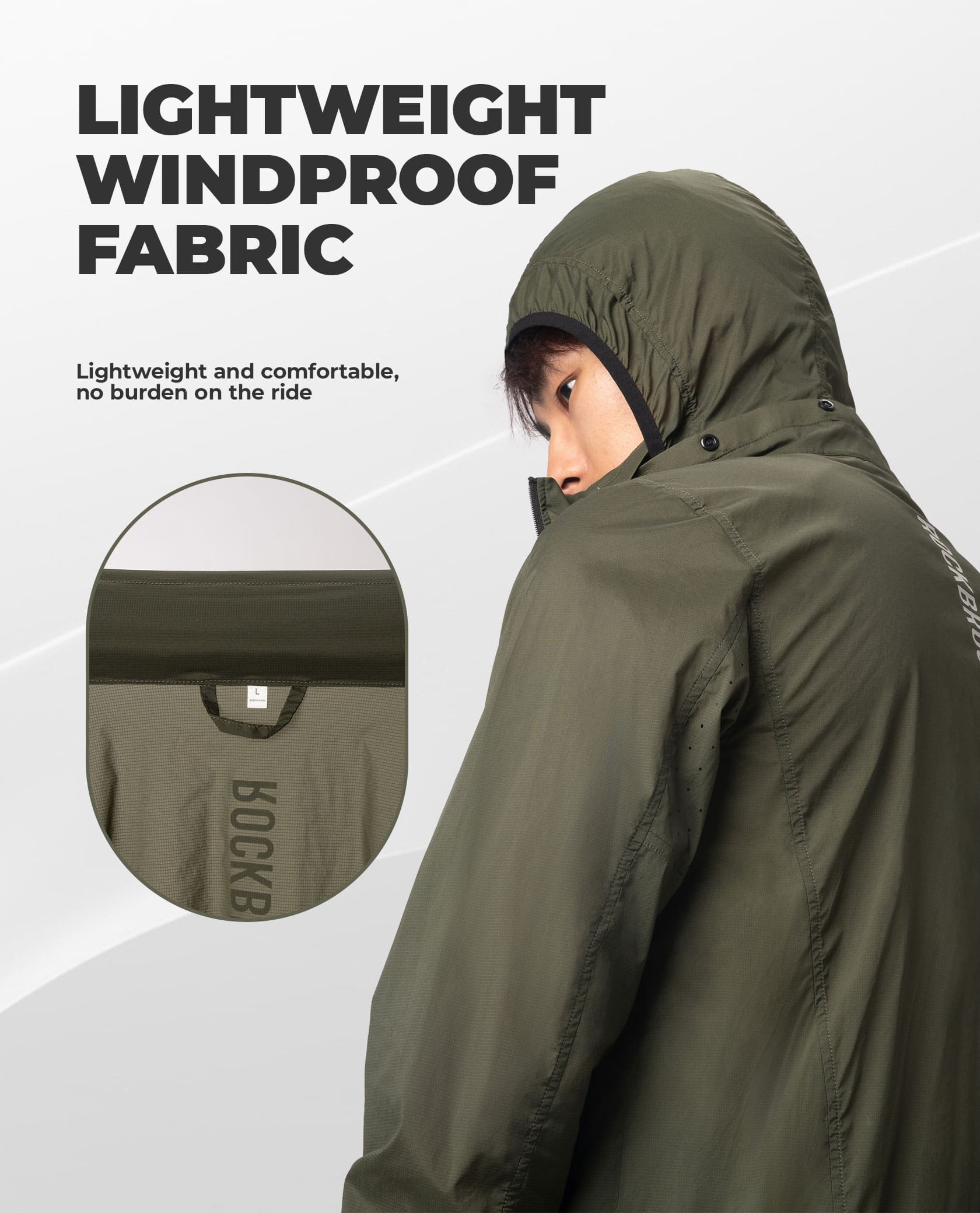 ROCKBROS men's lightweight cycling windbreaker with breathable windproof fabric