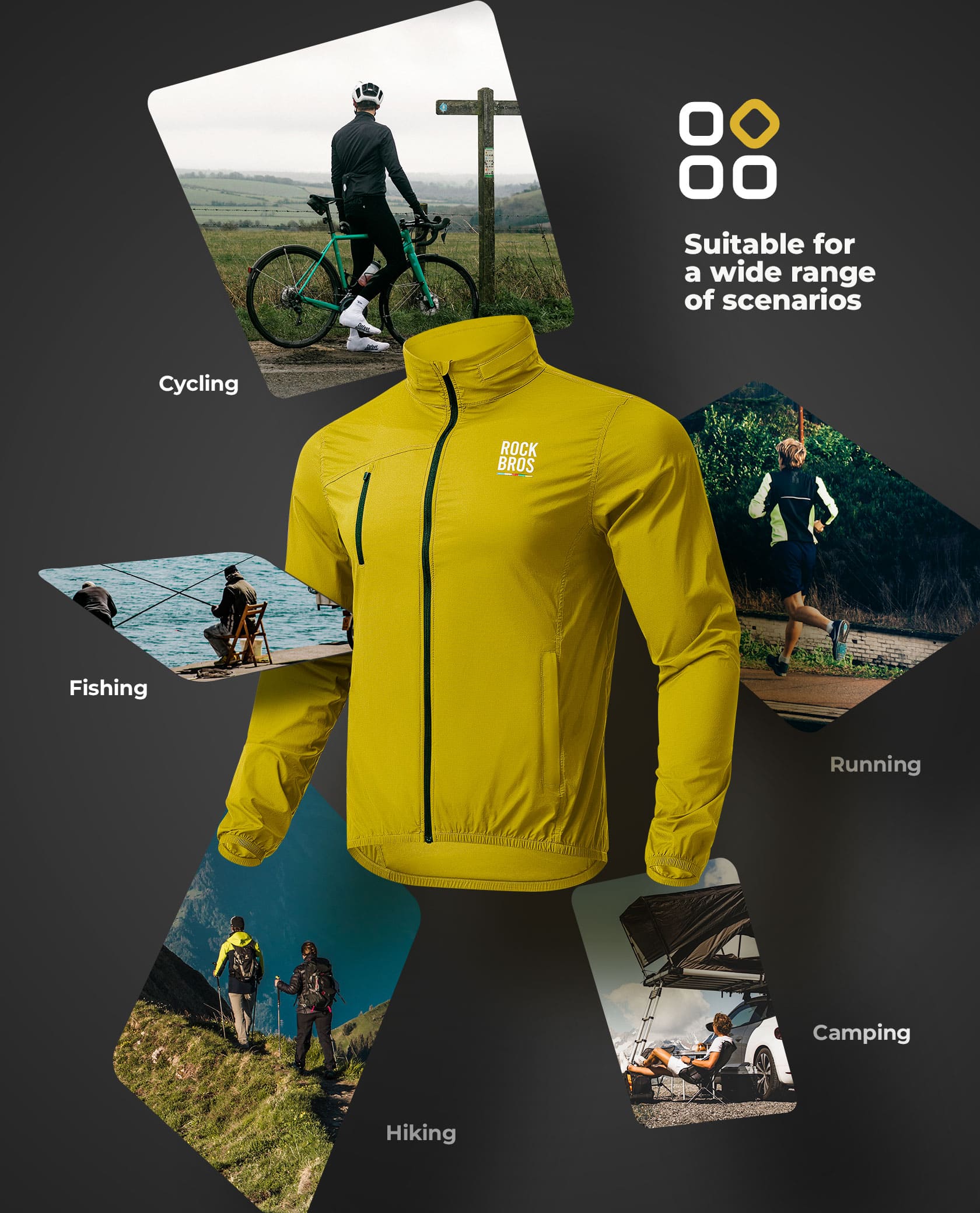 ROCKBROS versatile cycling windbreaker for road biking, MTB, and commuting