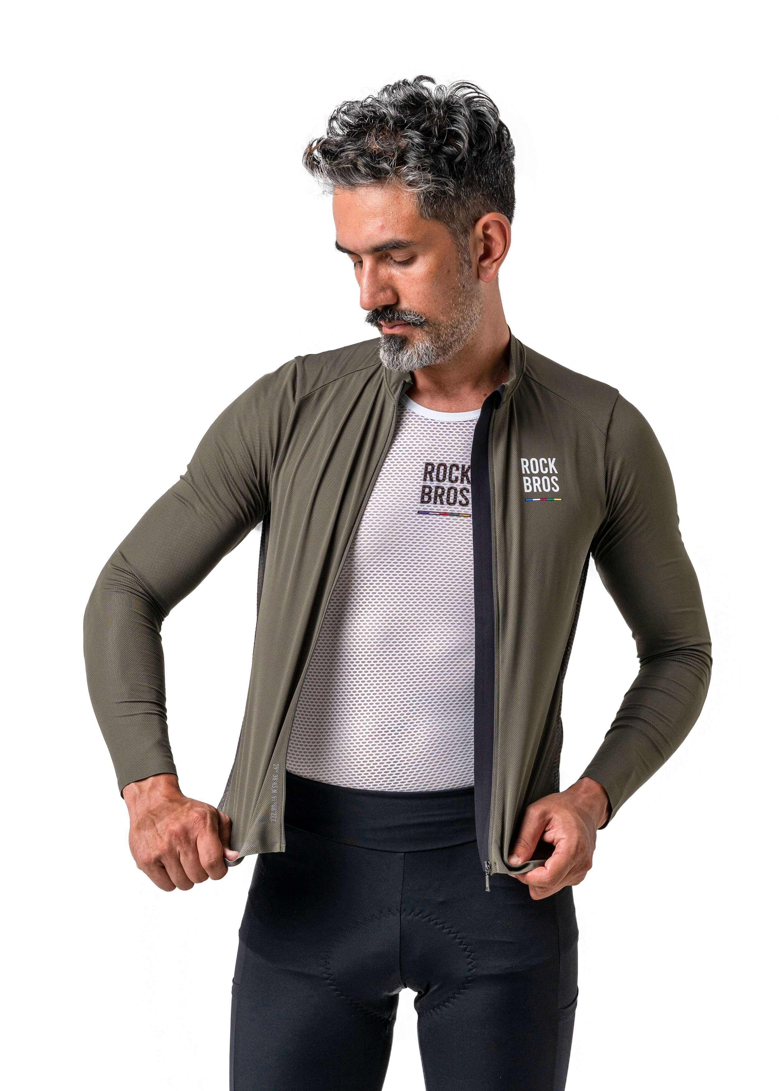 RockBros Men’s ROAD-TO-SKY long-sleeve cycling jersey
#Color_Army Green