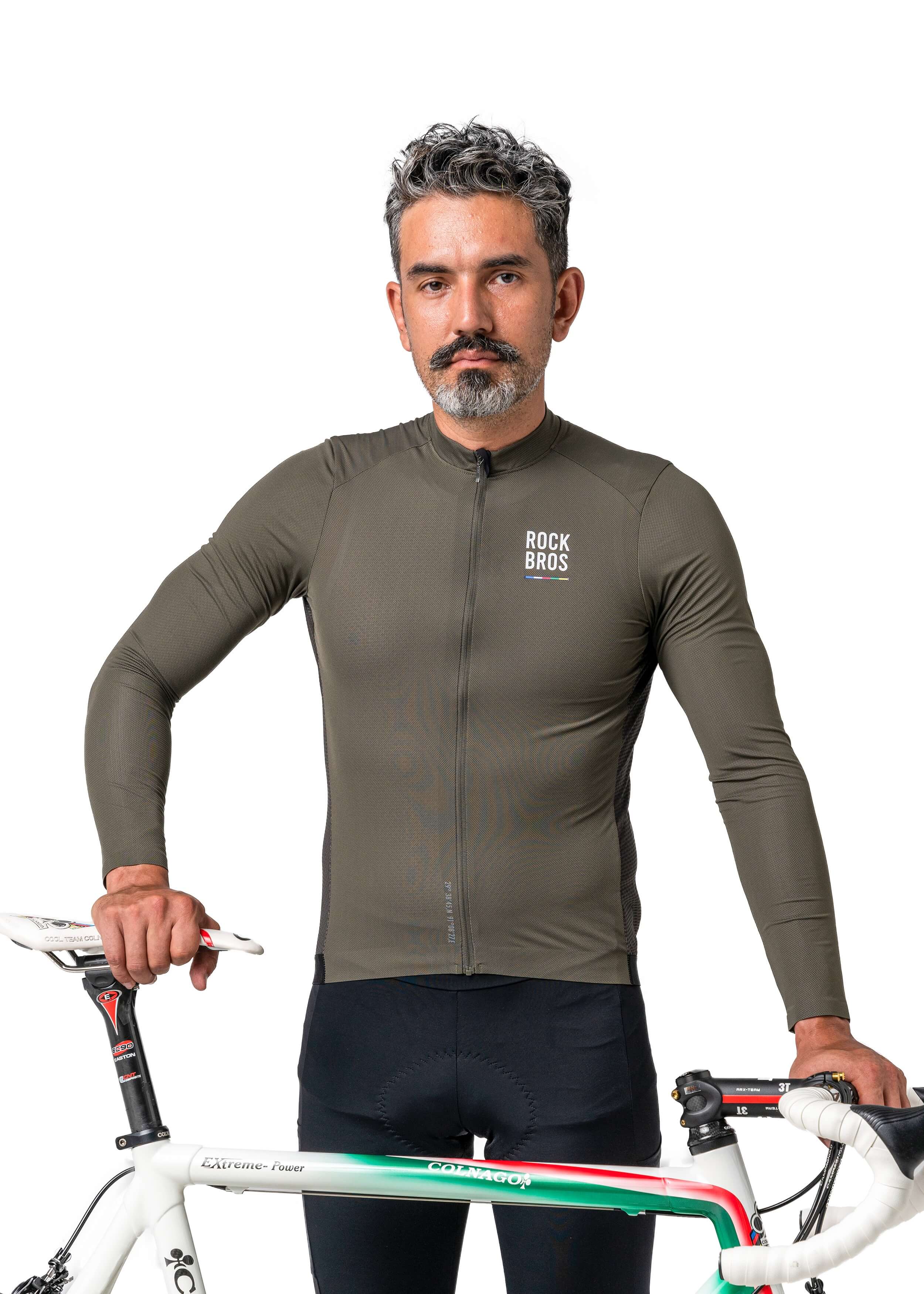 RockBros Men’s ROAD-TO-SKY long-sleeve cycling jersey
#Color_Army Green