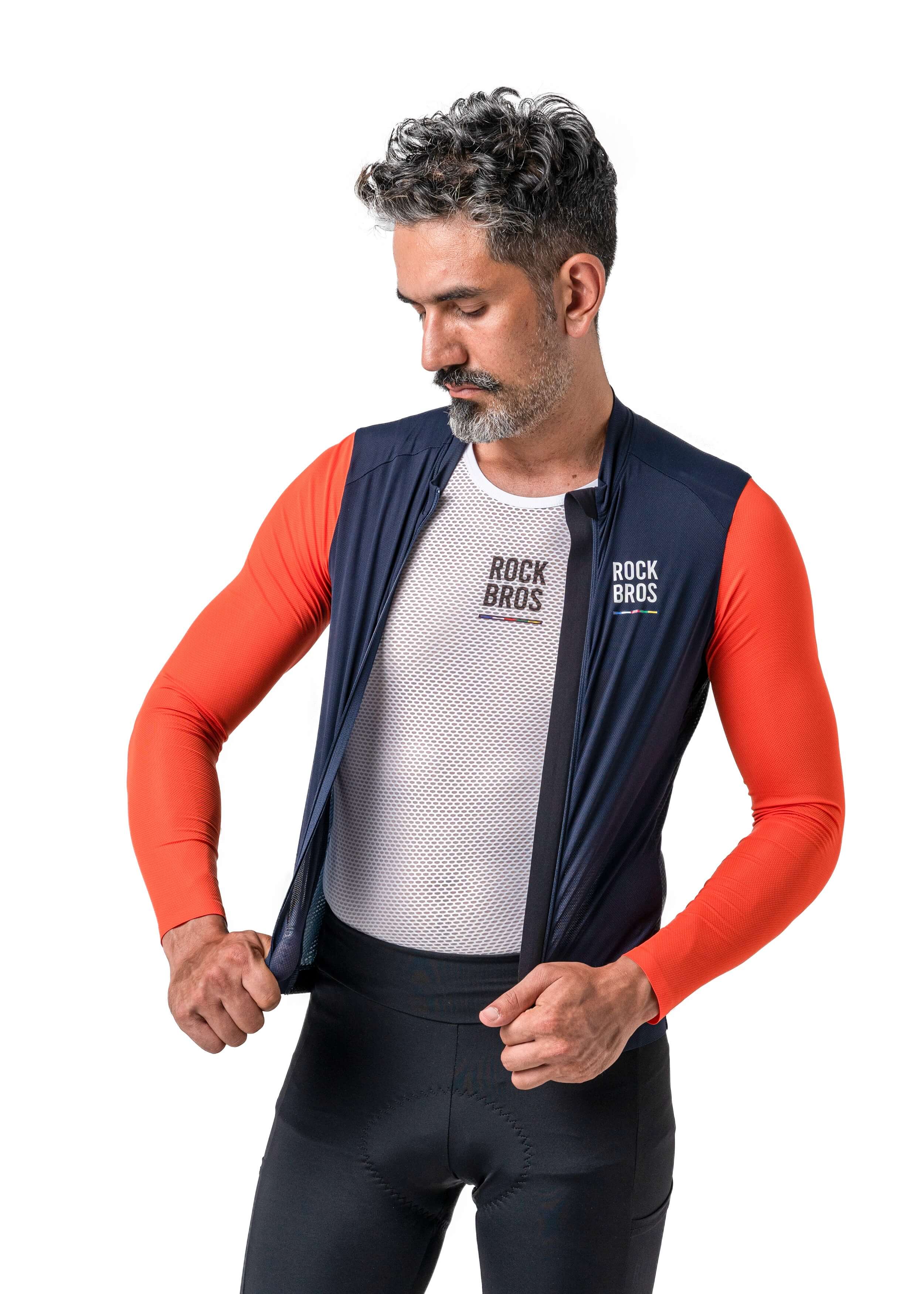 RockBros Men’s ROAD-TO-SKY long-sleeve cycling jersey
#Color_Navy Blue