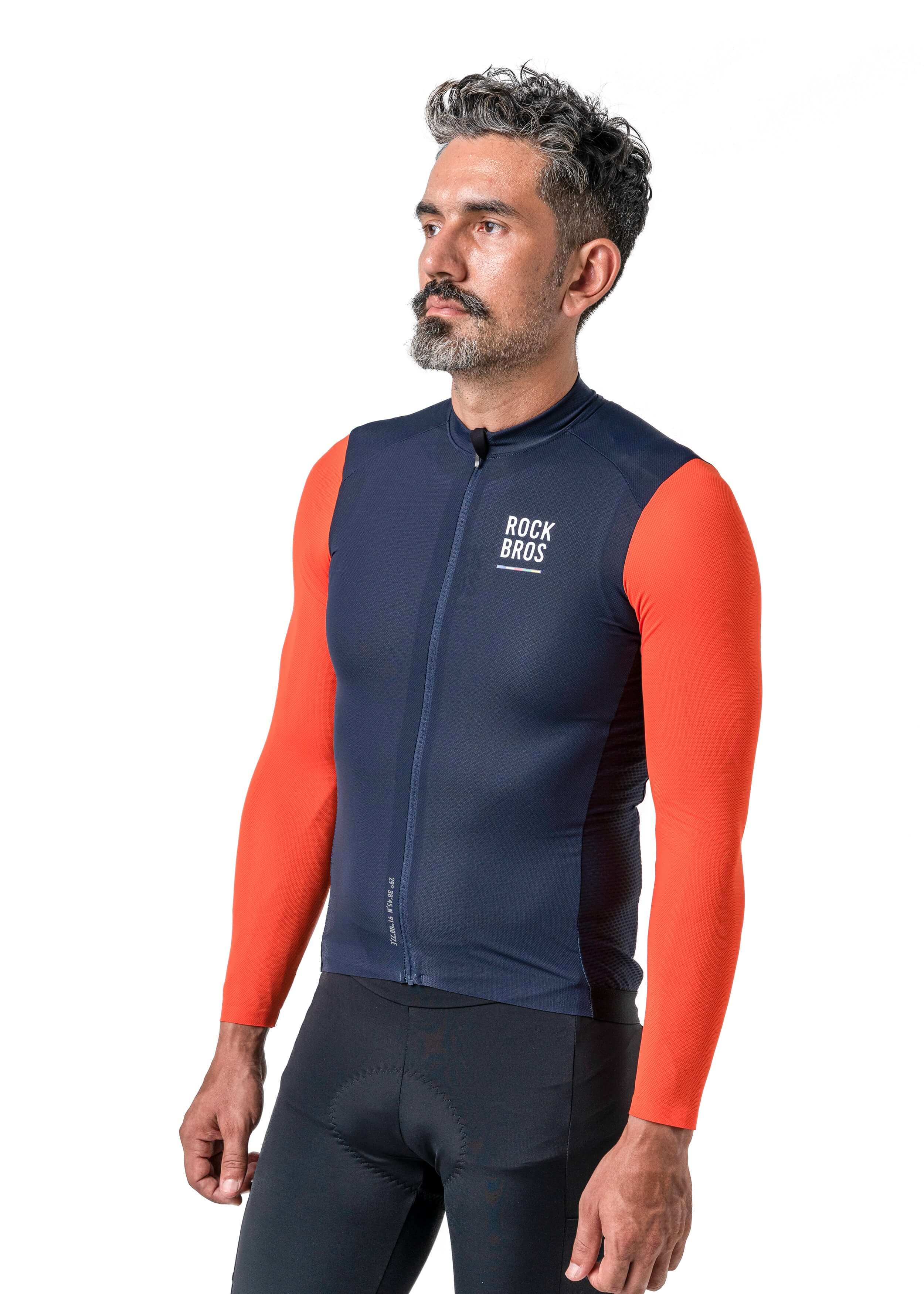 RockBros Men’s ROAD-TO-SKY long-sleeve cycling jersey
#Color_Navy Blue