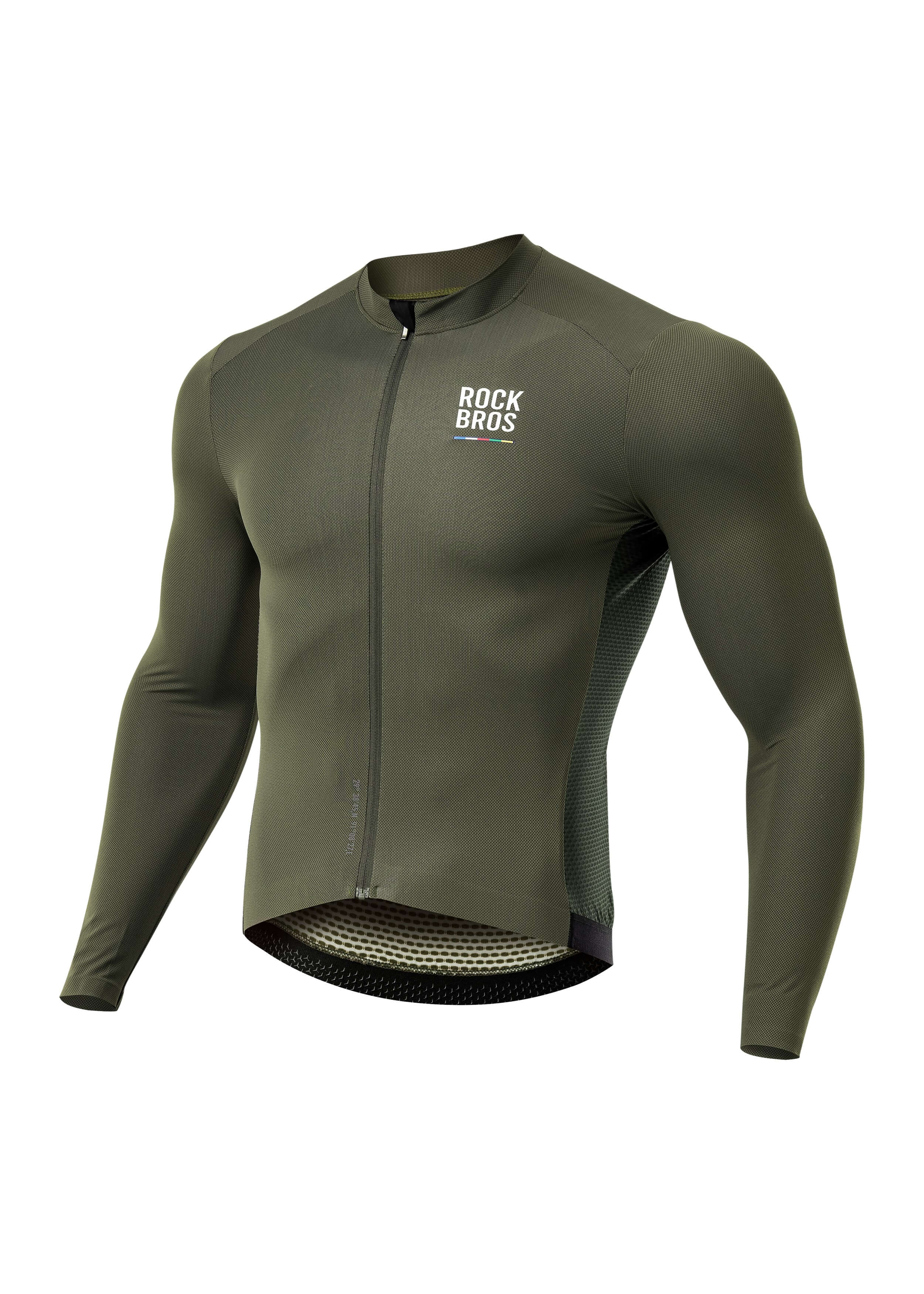 RockBros Men’s ROAD-TO-SKY long-sleeve cycling jersey
#Color_Army Green