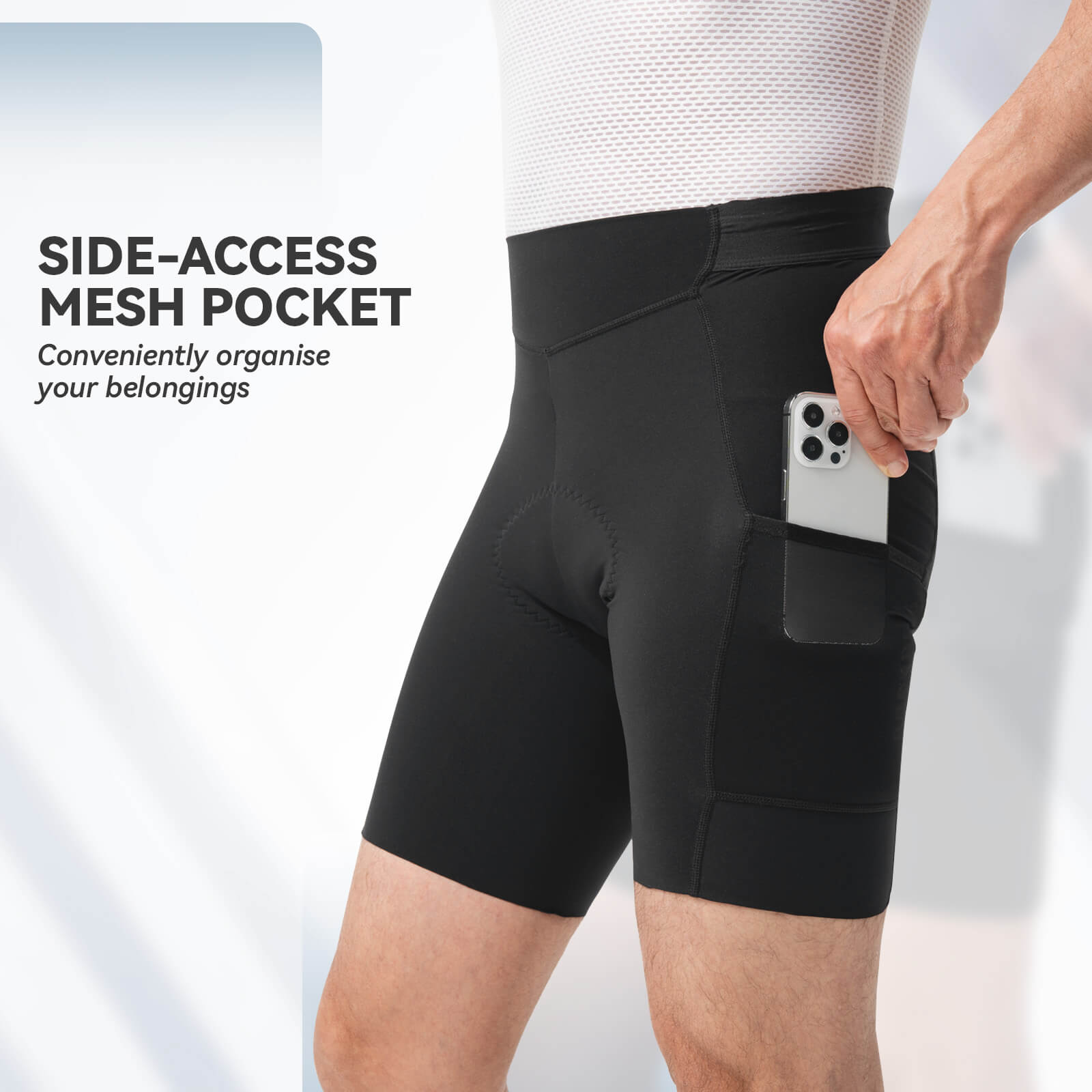 ROCKBROS Men's ROAD-TO-SKY padded cycling shorts with breathable fabric and ergonomic fit for long rides