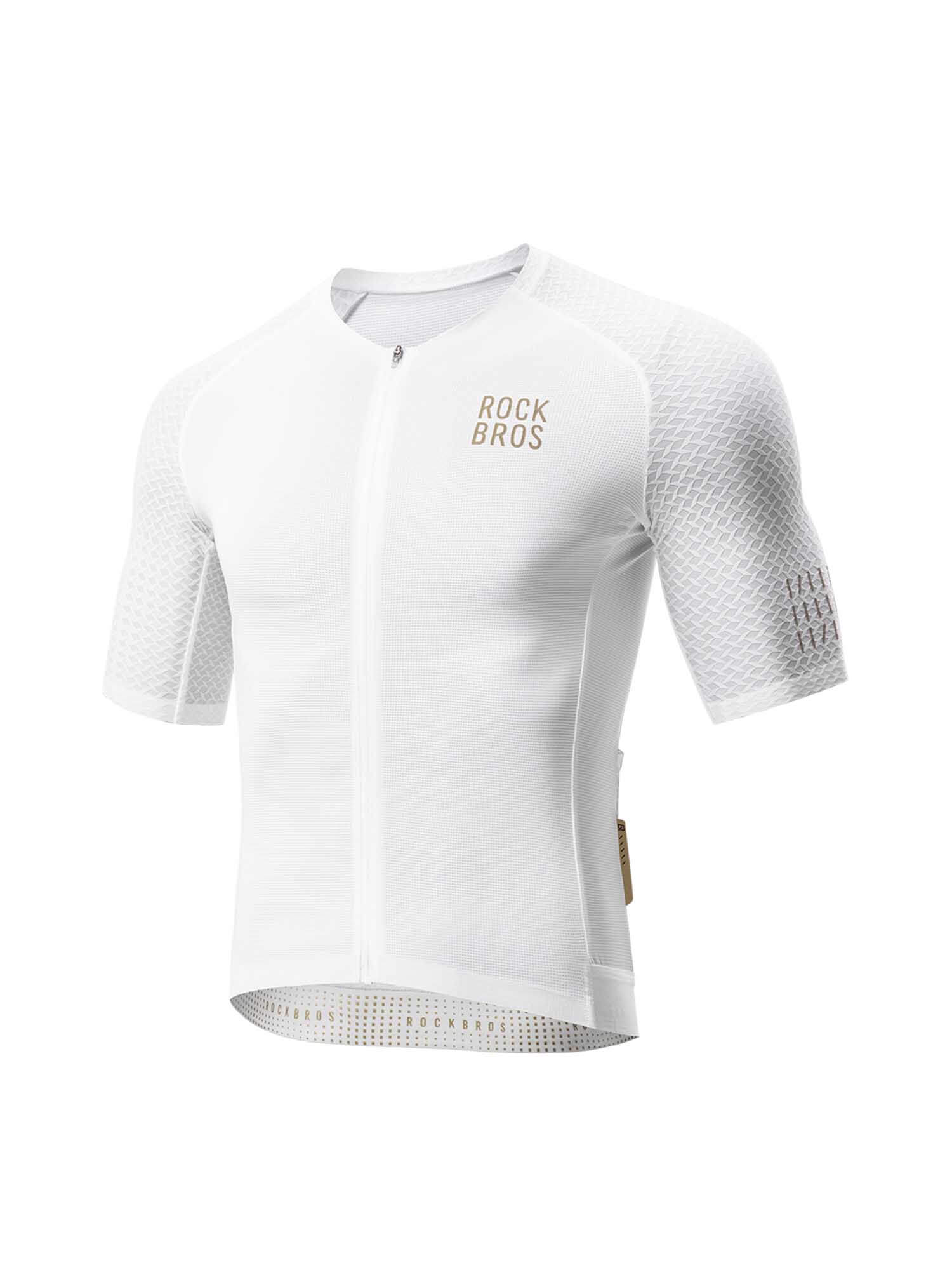 ROCKBROS Men’s ROAD-TO-SKY short sleeve cycling jersey with diamond pattern
#Color_White