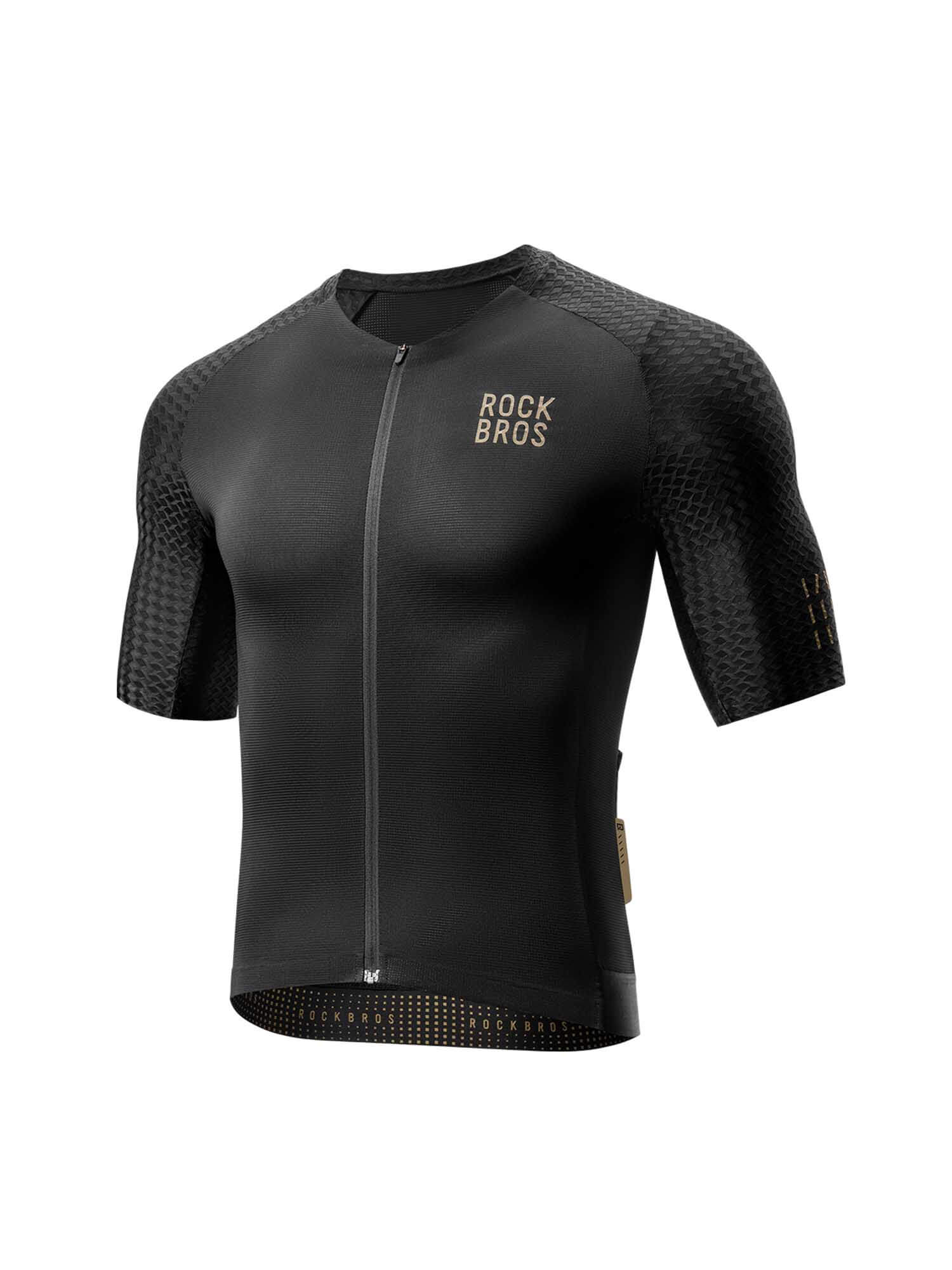 ROCKBROS Men’s ROAD-TO-SKY short sleeve cycling jersey with diamond pattern
#Color_Black