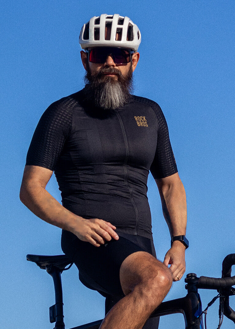 ROCKBROS Men’s ROAD-TO-SKY short sleeve cycling jersey with diamond pattern
#Color_Black