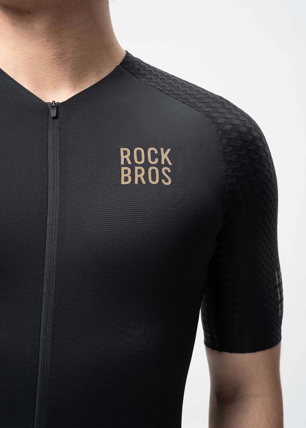 ROCKBROS Men’s ROAD-TO-SKY short sleeve cycling jersey with diamond pattern
#Color_Black