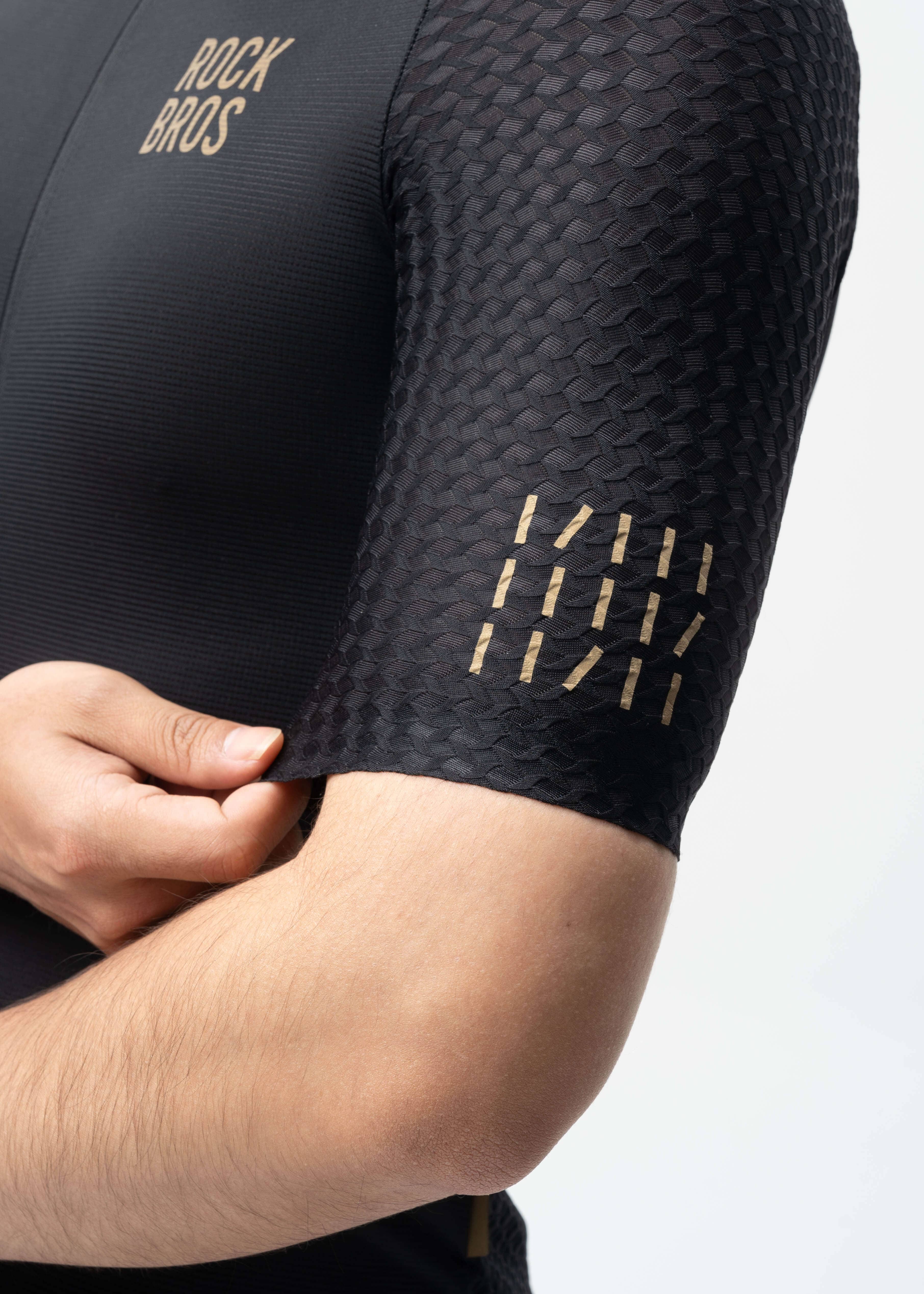 ROCKBROS Men’s ROAD-TO-SKY short sleeve cycling jersey with diamond pattern
#Color_Black
