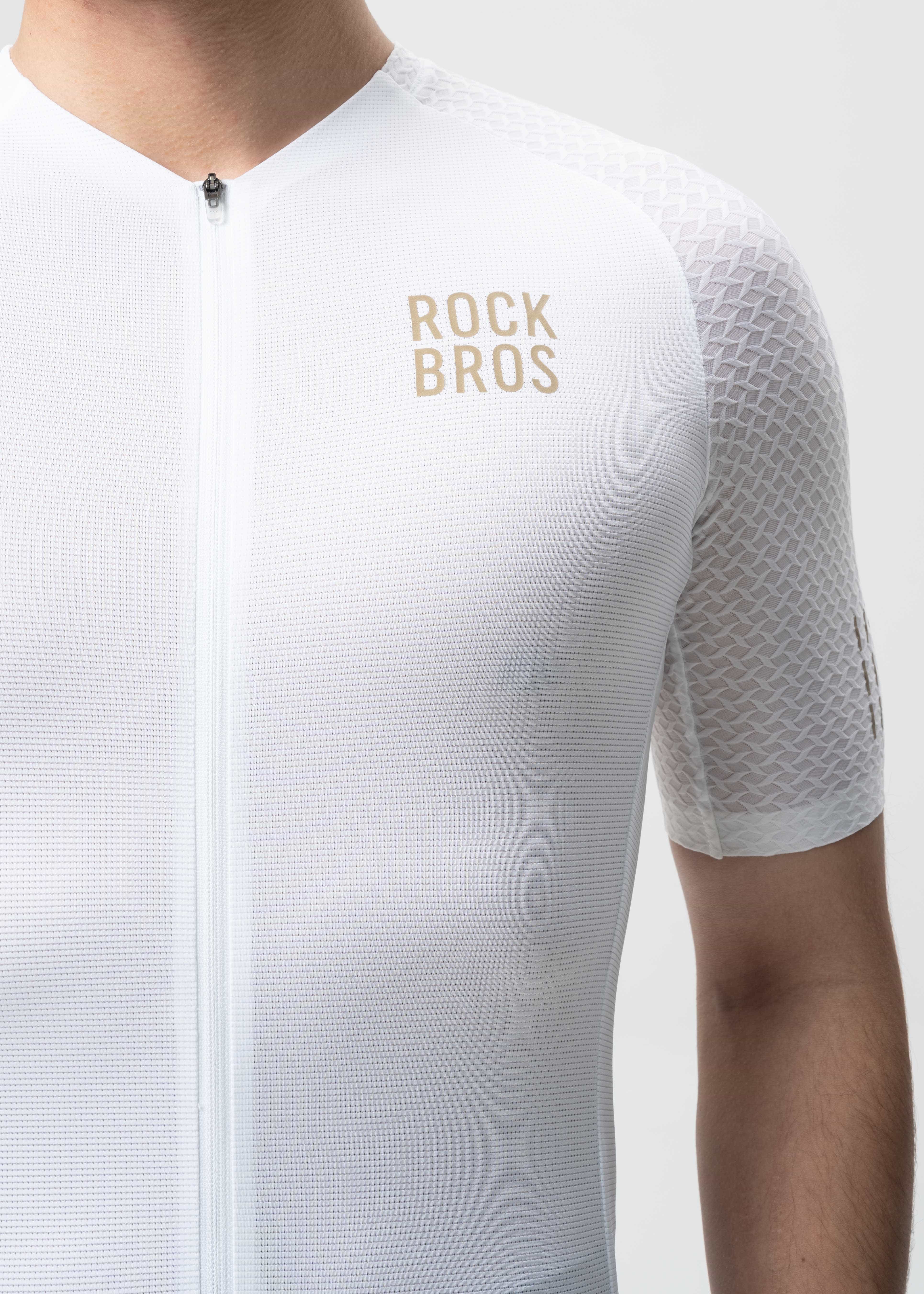 ROCKBROS Men’s ROAD-TO-SKY short sleeve cycling jersey with diamond pattern
#Color_White