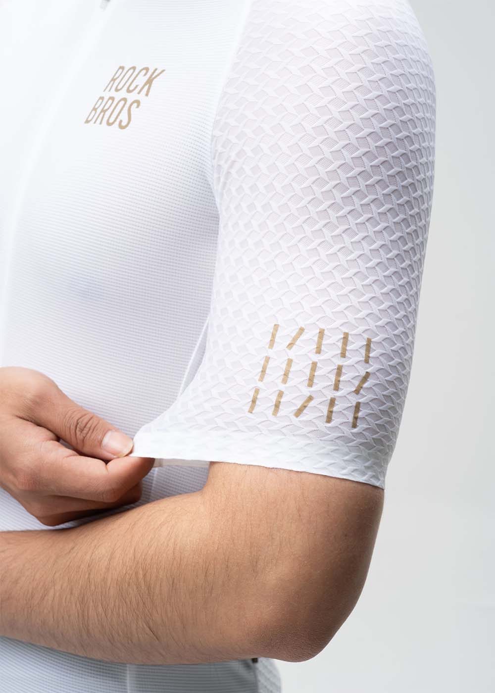 ROCKBROS Men’s ROAD-TO-SKY short sleeve cycling jersey with diamond pattern
#Color_White