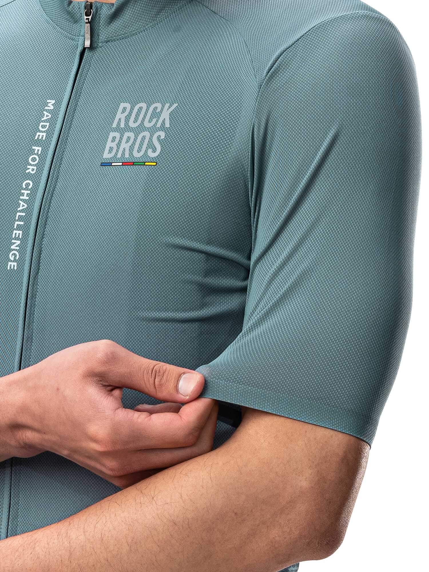 ROCKBROS Men's ROAD-TO-SKY short-sleeve cycling jersey in aerodynamic fit with breathable, moisture-wicking fabric