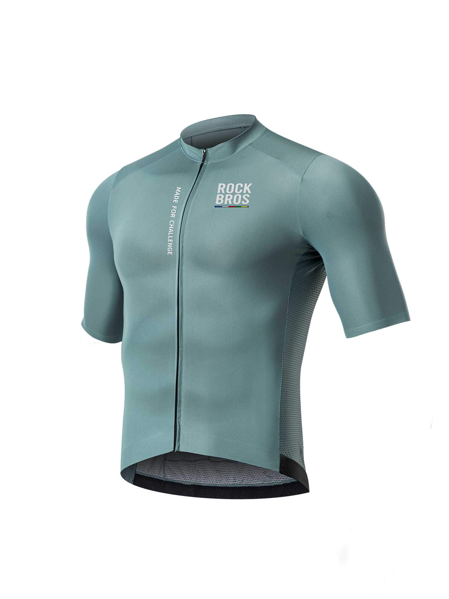 ROCKBROS Men's ROAD-TO-SKY short-sleeve cycling jersey in aerodynamic fit with breathable, moisture-wicking fabric
#Color_Mist Gray