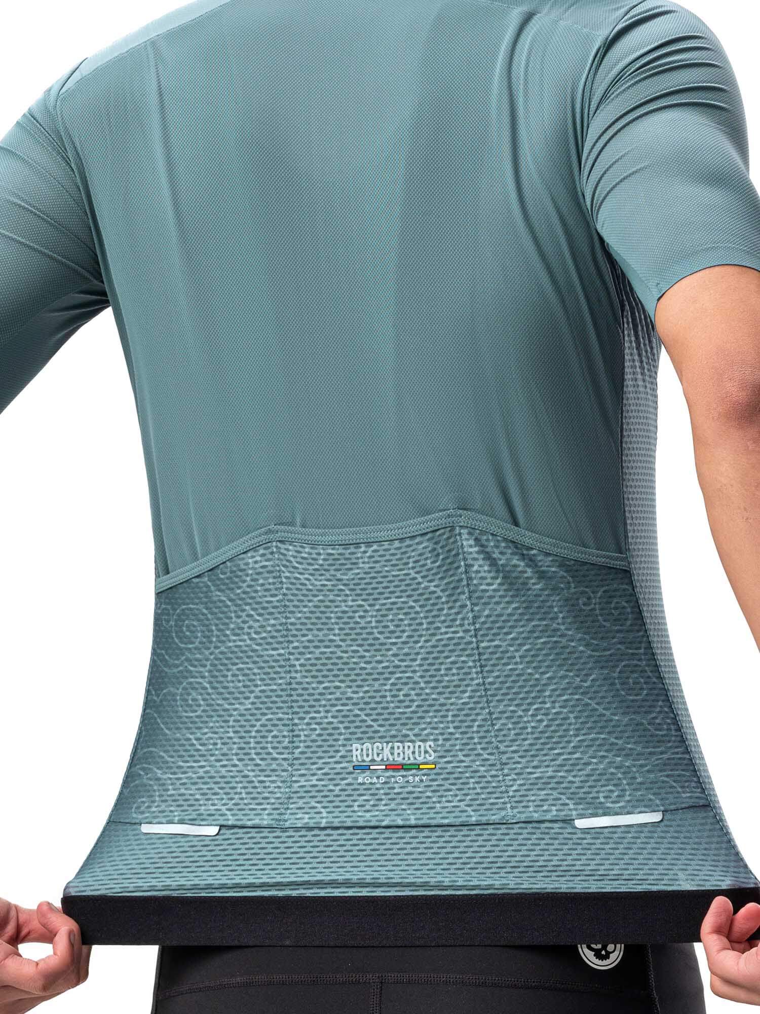 ROCKBROS Men's ROAD-TO-SKY short-sleeve cycling jersey in aerodynamic fit with breathable, moisture-wicking fabric