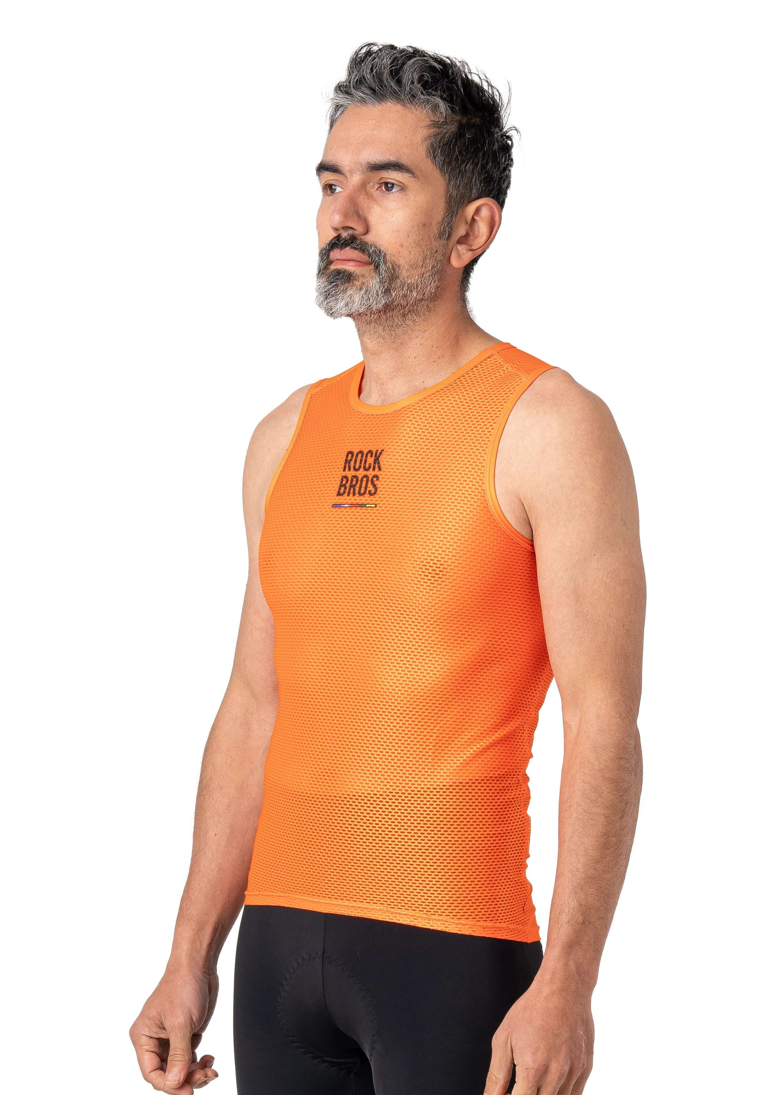 ROCKBROS men’s sleeveless cycling base layer with lightweight, breathable, and quick-dry fabric
#Color_Orange
