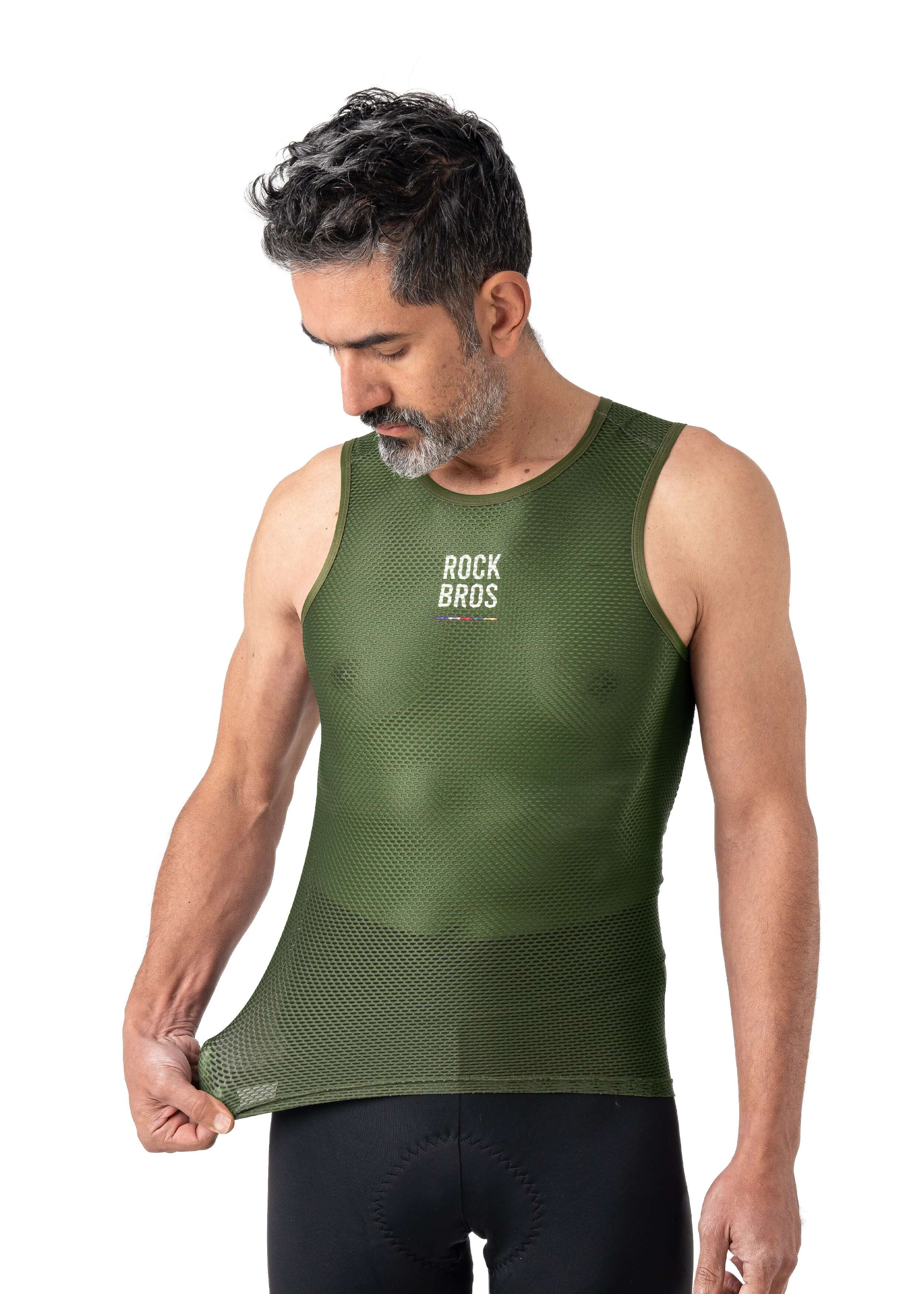 ROCKBROS men’s sleeveless cycling base layer with lightweight, breathable, and quick-dry fabric
#Color_Green