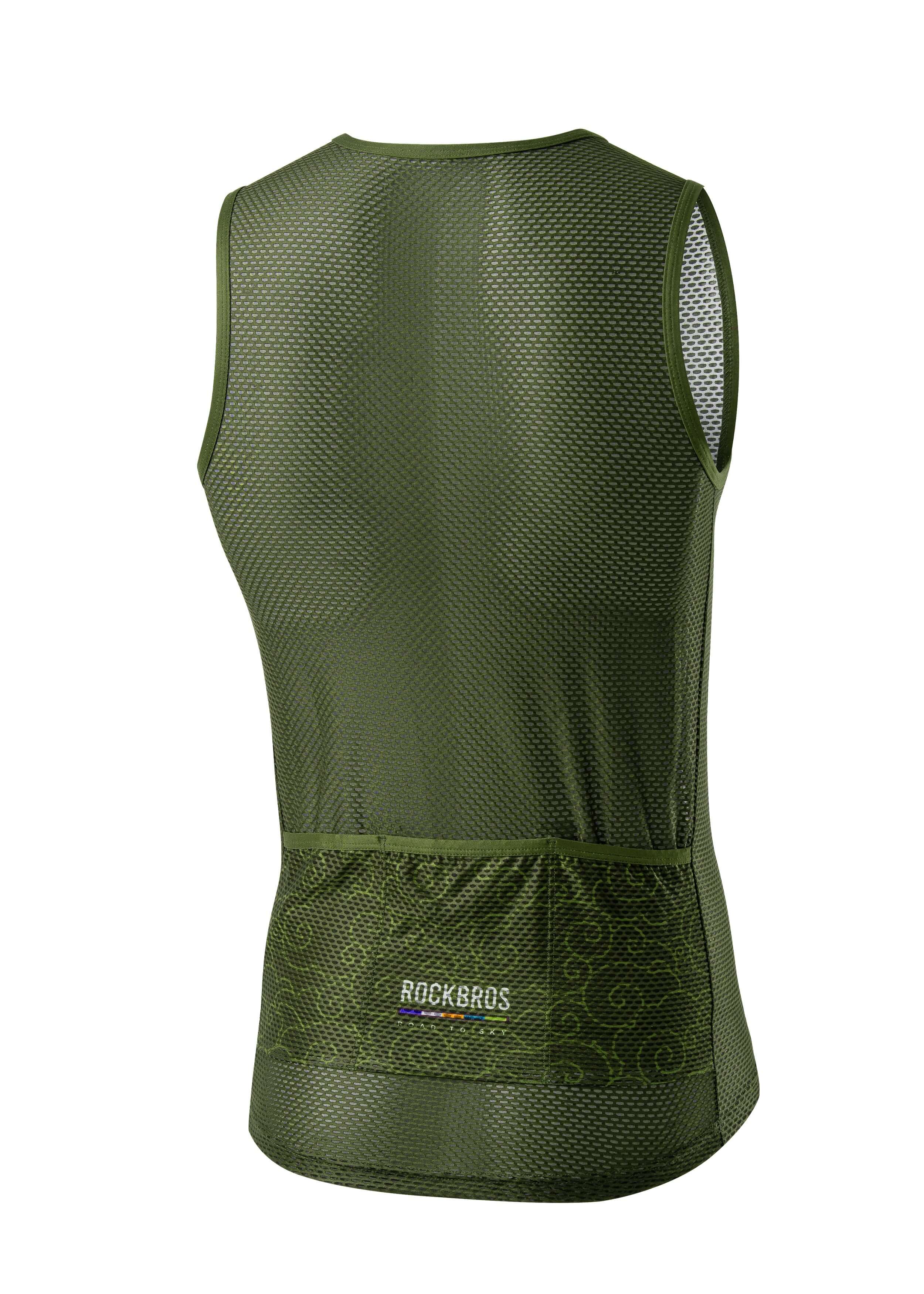 ROCKBROS men’s sleeveless cycling base layer with lightweight, breathable, and quick-dry fabric
#Color_Green