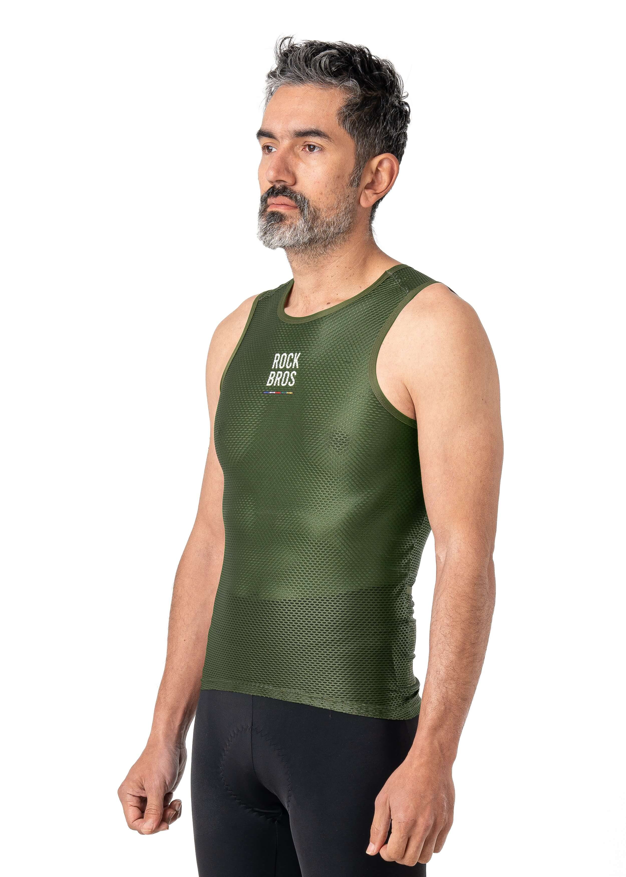ROCKBROS men’s sleeveless cycling base layer with lightweight, breathable, and quick-dry fabric
#Color_Green