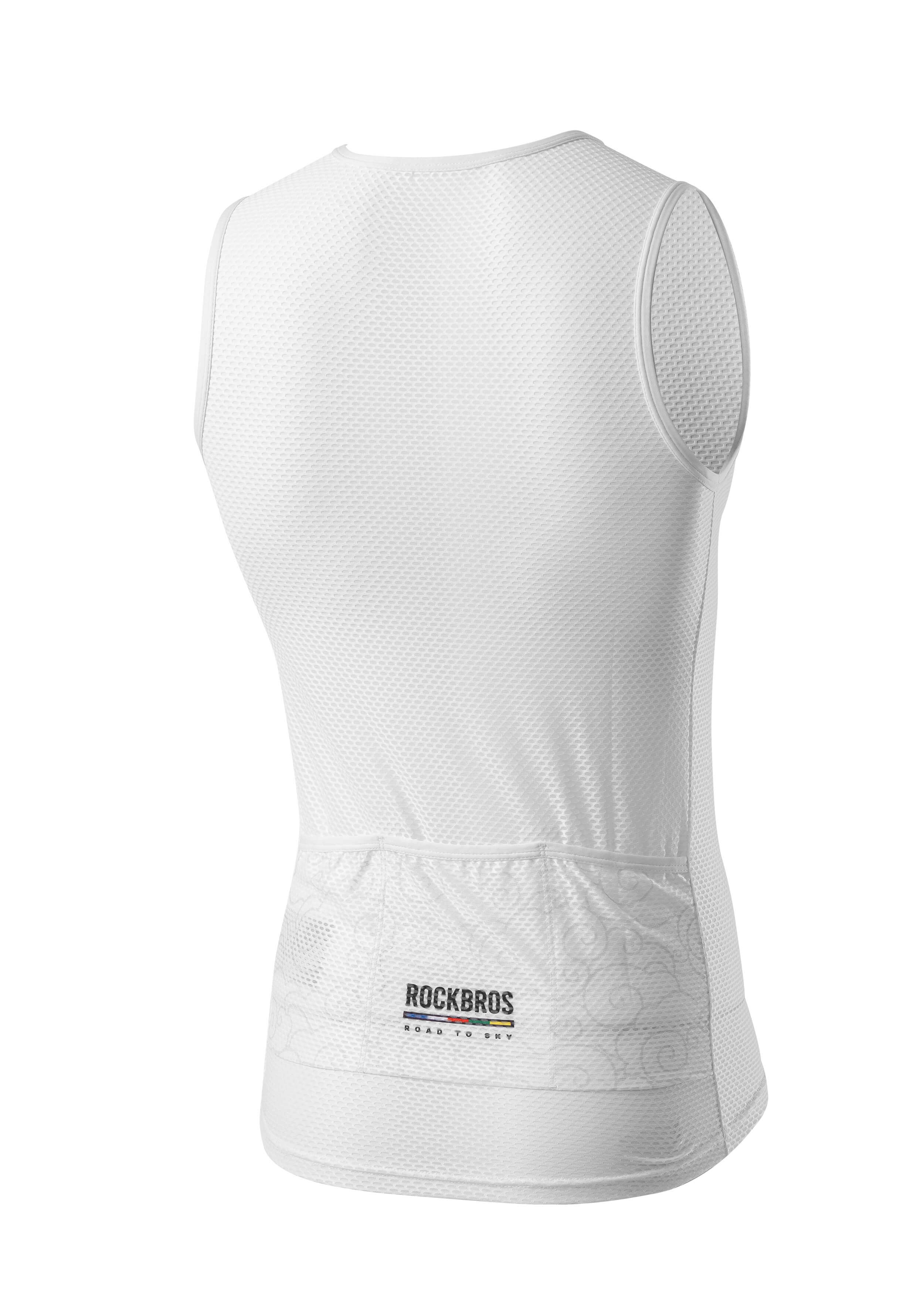 ROCKBROS men’s sleeveless cycling base layer with lightweight, breathable, and quick-dry fabric
#Color_White