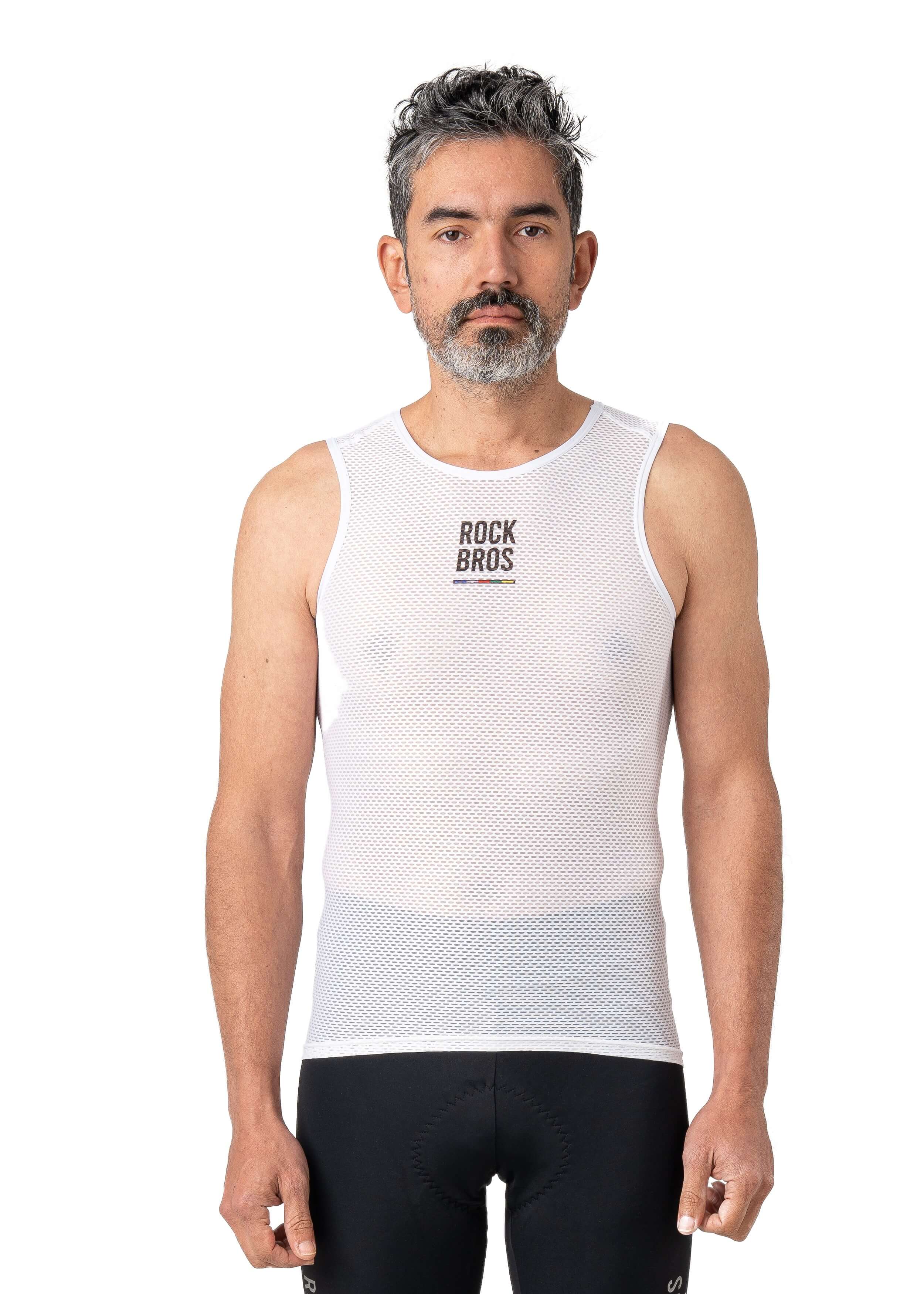 ROCKBROS men’s sleeveless cycling base layer with lightweight, breathable, and quick-dry fabric
#Color_White