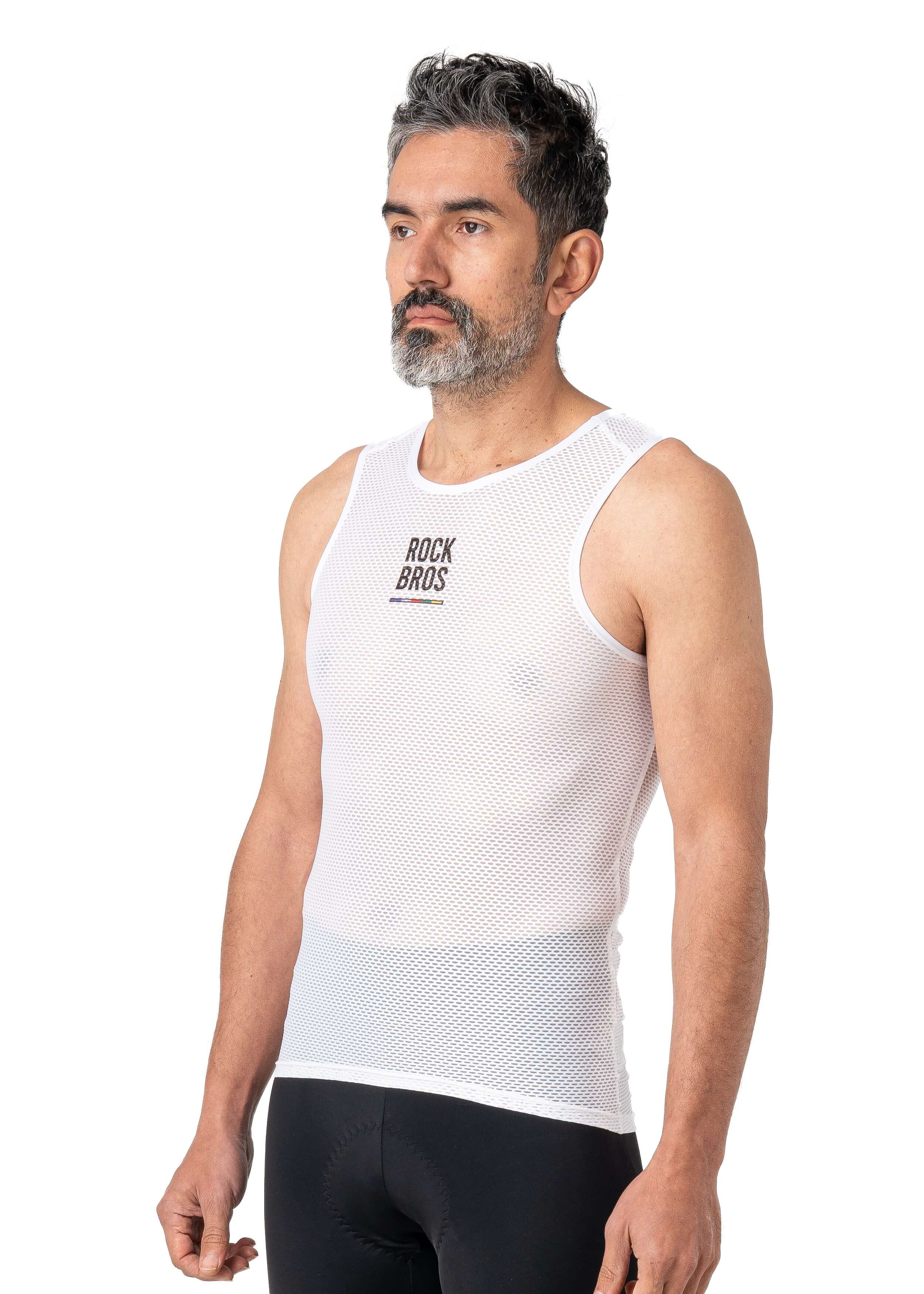 ROCKBROS men’s sleeveless cycling base layer with lightweight, breathable, and quick-dry fabric
#Color_White