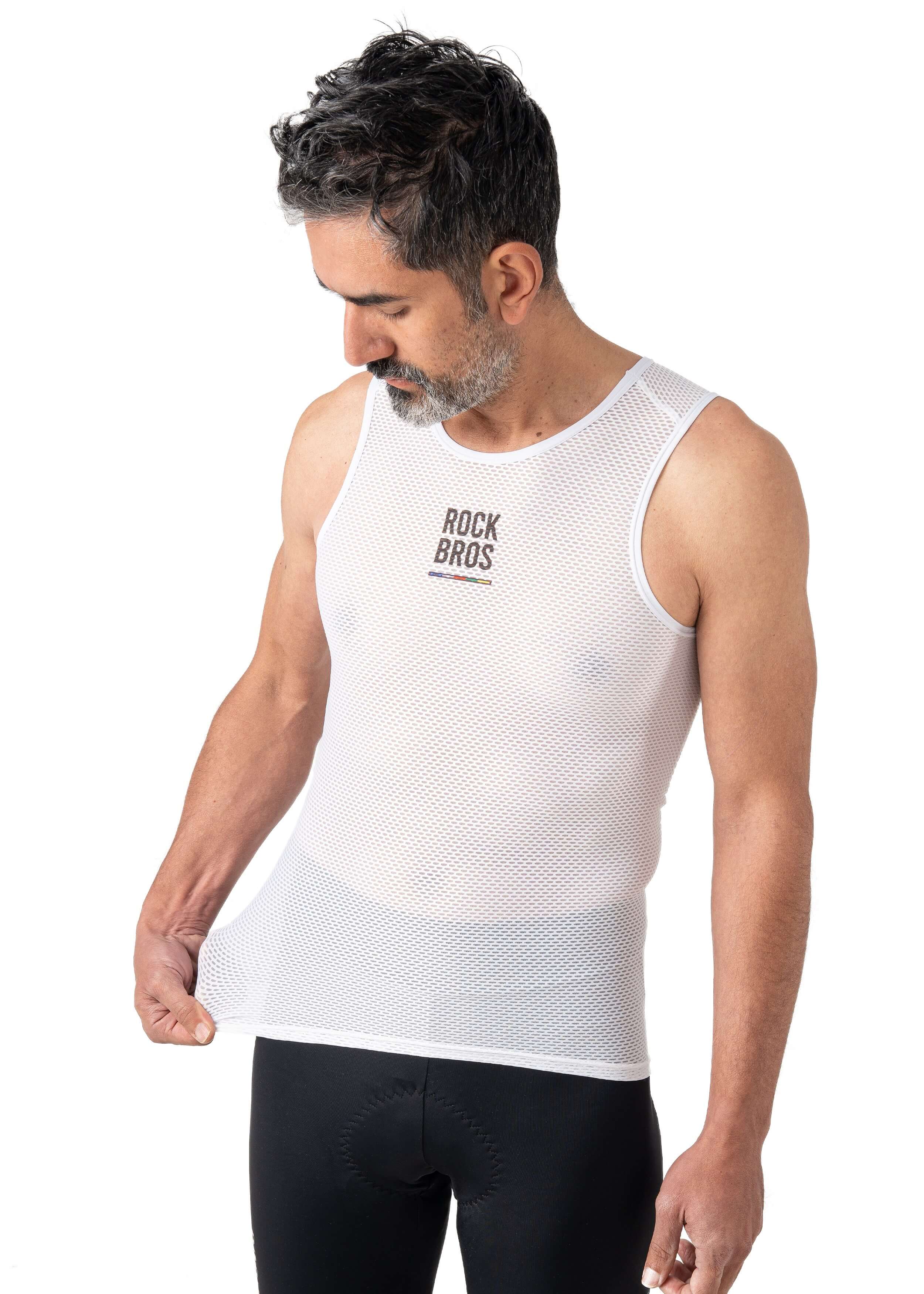 ROCKBROS men’s sleeveless cycling base layer with lightweight, breathable, and quick-dry fabric
#Color_White
