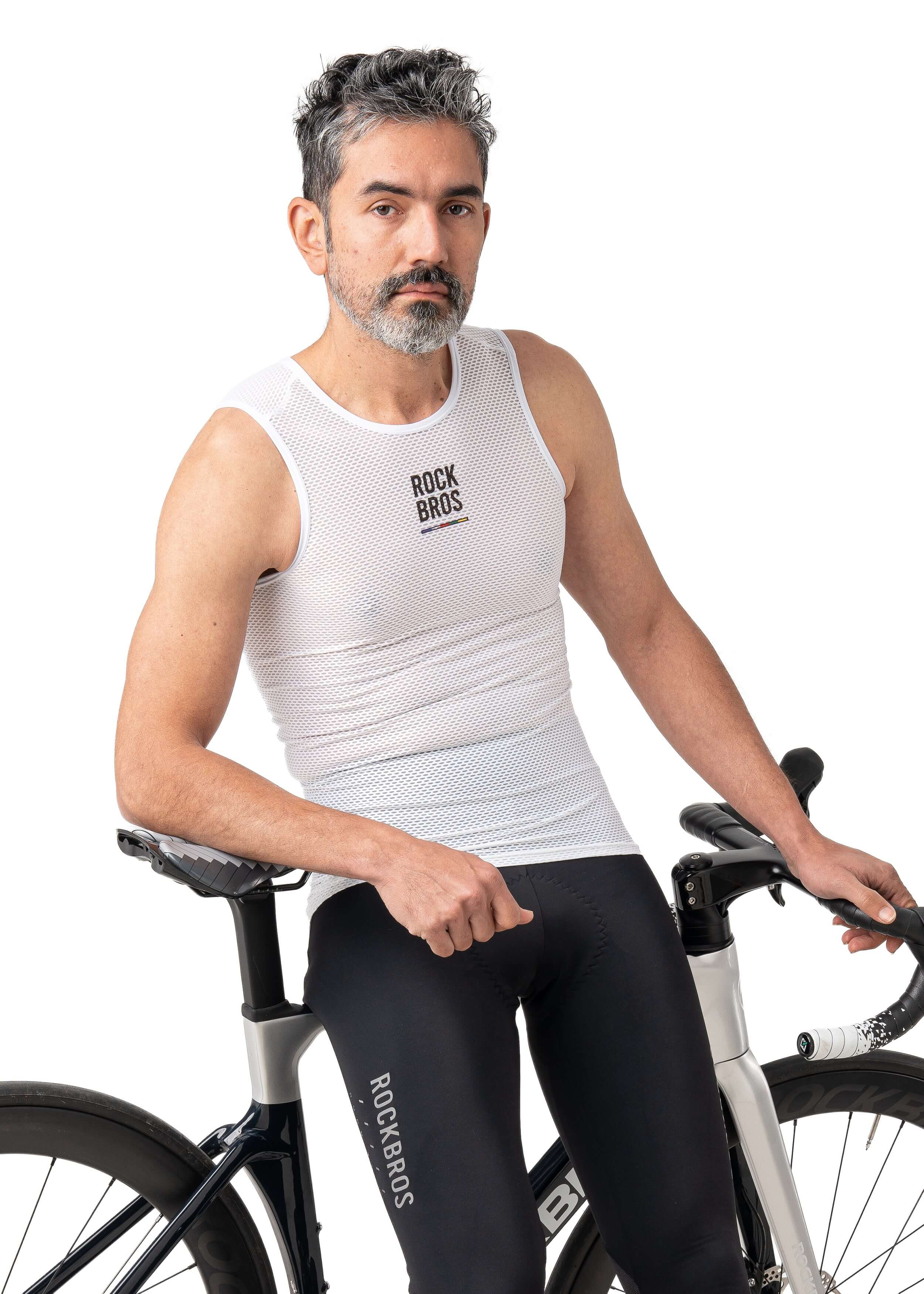ROCKBROS men’s sleeveless cycling base layer with lightweight, breathable, and quick-dry fabric
#Color_White
