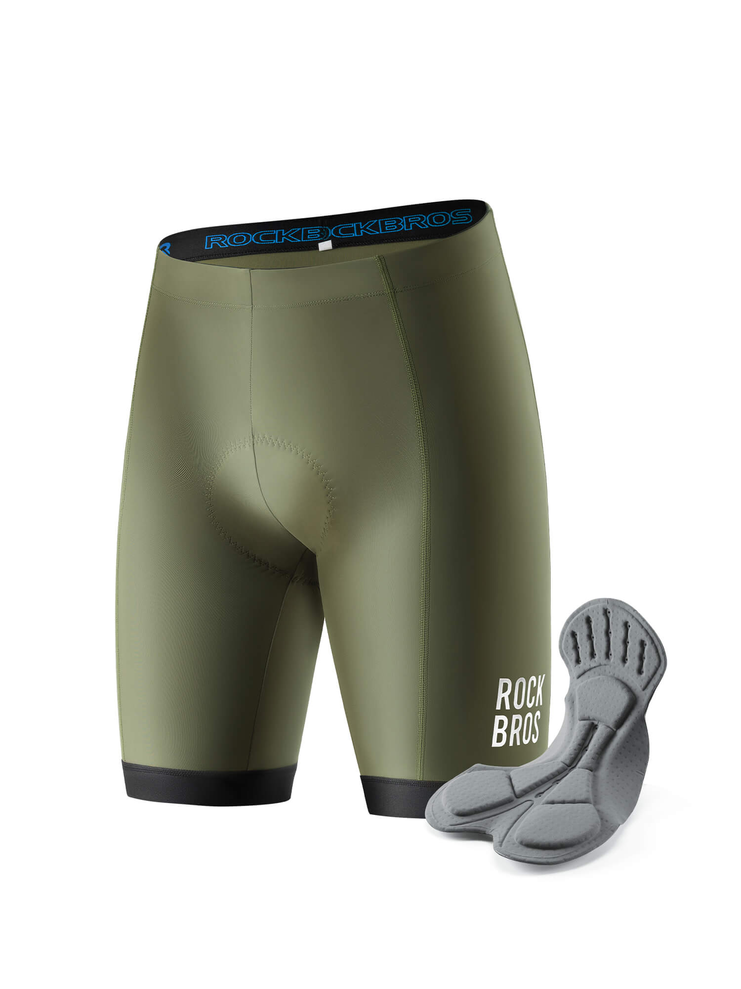 ROCKBROS men's summer padded cycling shorts with breathable fabric and 3D padding
#Color_Green