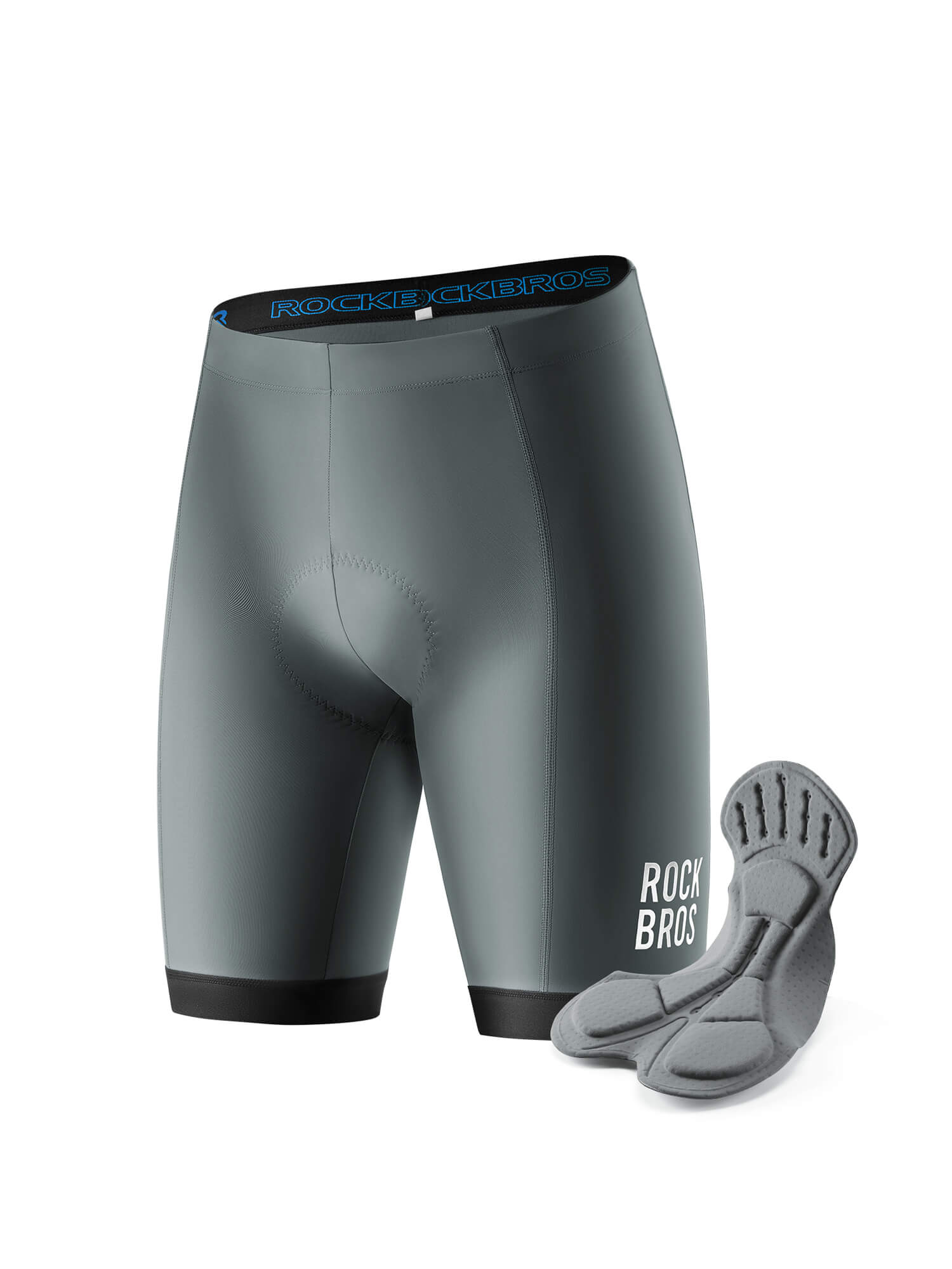 ROCKBROS men's summer padded cycling shorts with breathable fabric and 3D padding
#Color_Gray