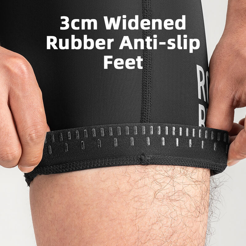 Cycling shorts silicone grippers keep leg openings secure without slipping