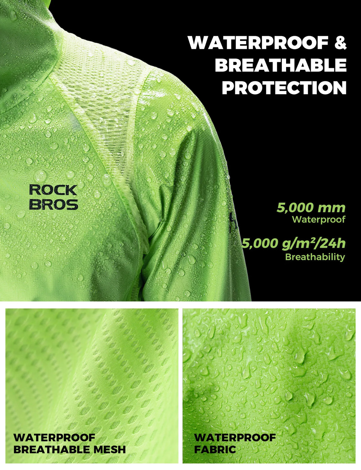 ROCKBROS men's waterproof outdoor cycling jacket with hood