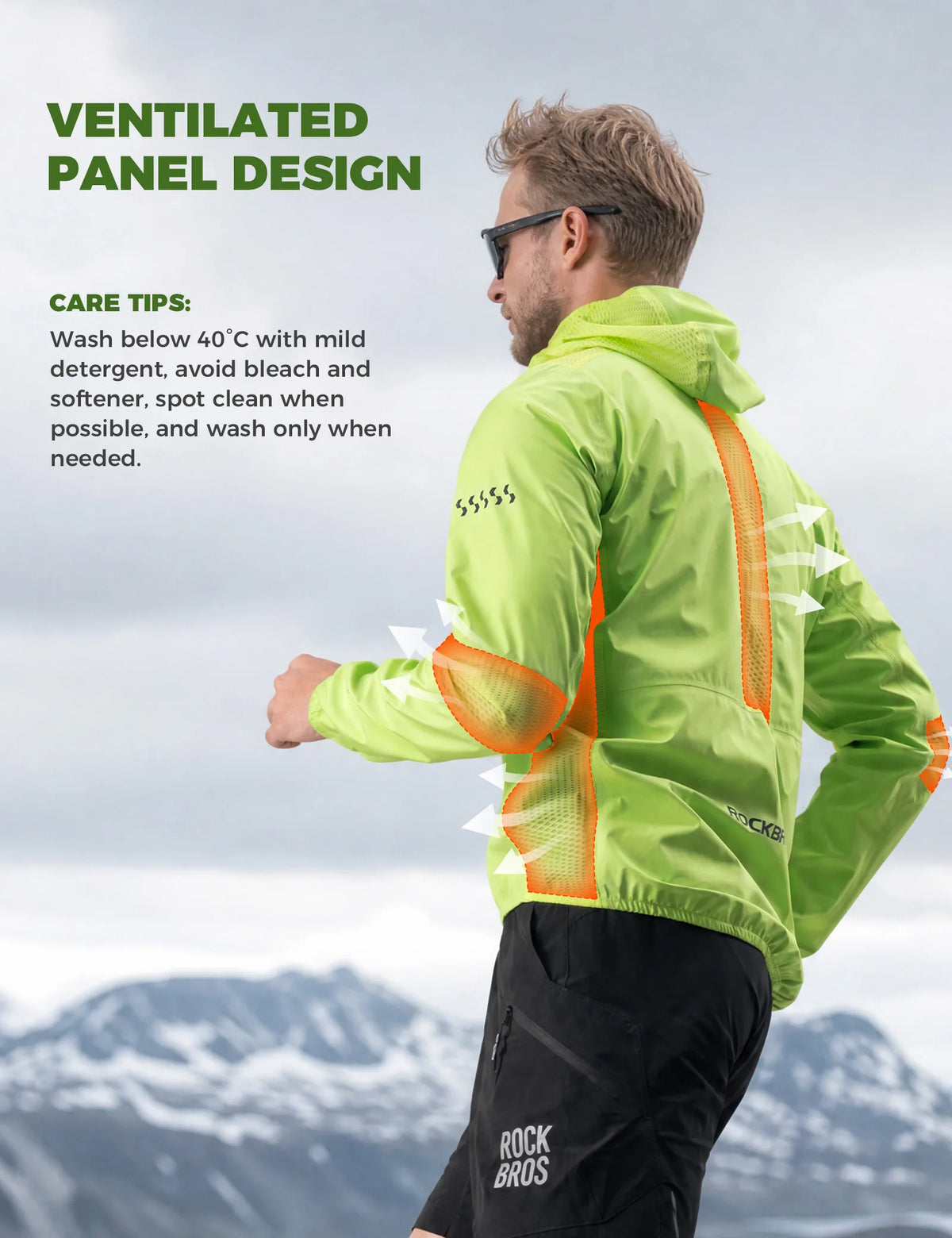 ROCKBROS men's waterproof outdoor cycling jacket with hood
