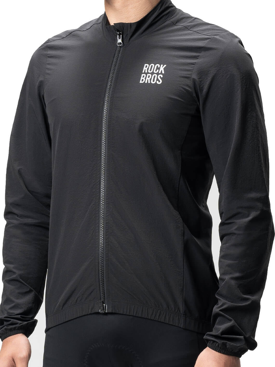 ROCKBROS men's windproof and foldable cycling jacket for road biking
#Color_Black