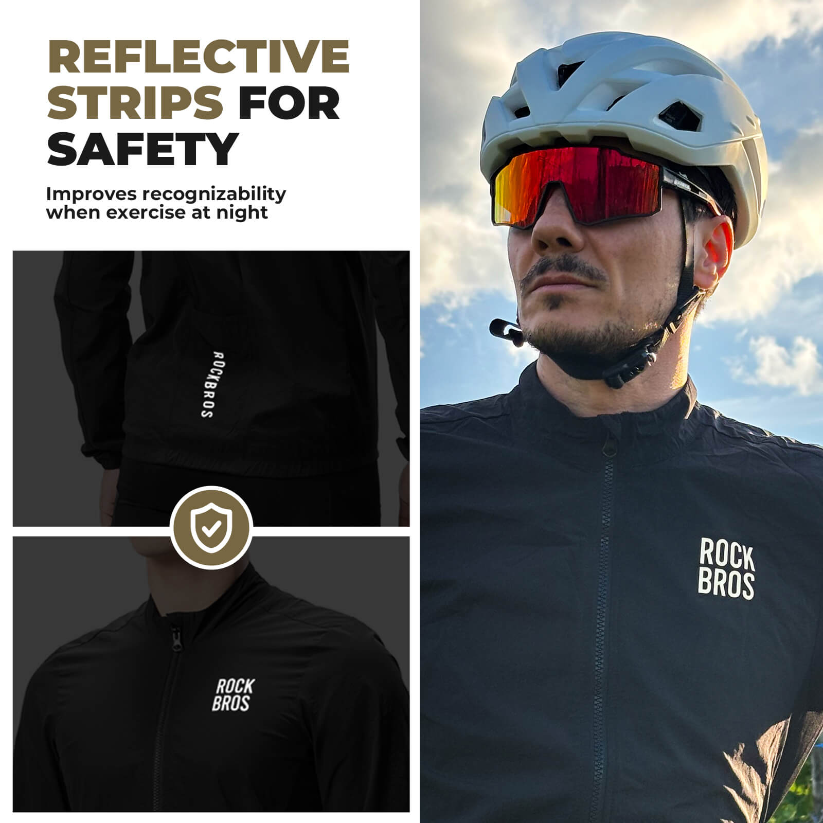 ROCKBROS men's windproof, foldable cycling jacket for spring and summer road biking