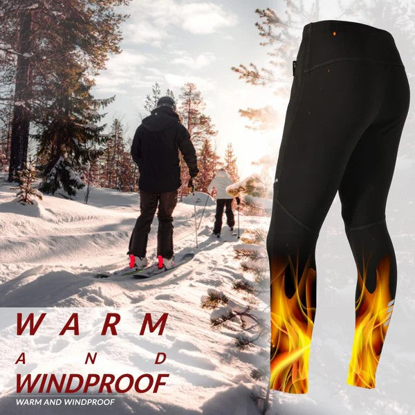 Men's windproof cycling pants with thermal fleece for cold weather riding