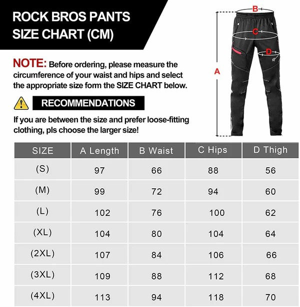 Men's windproof cycling pants with thermal fleece for cold weather riding