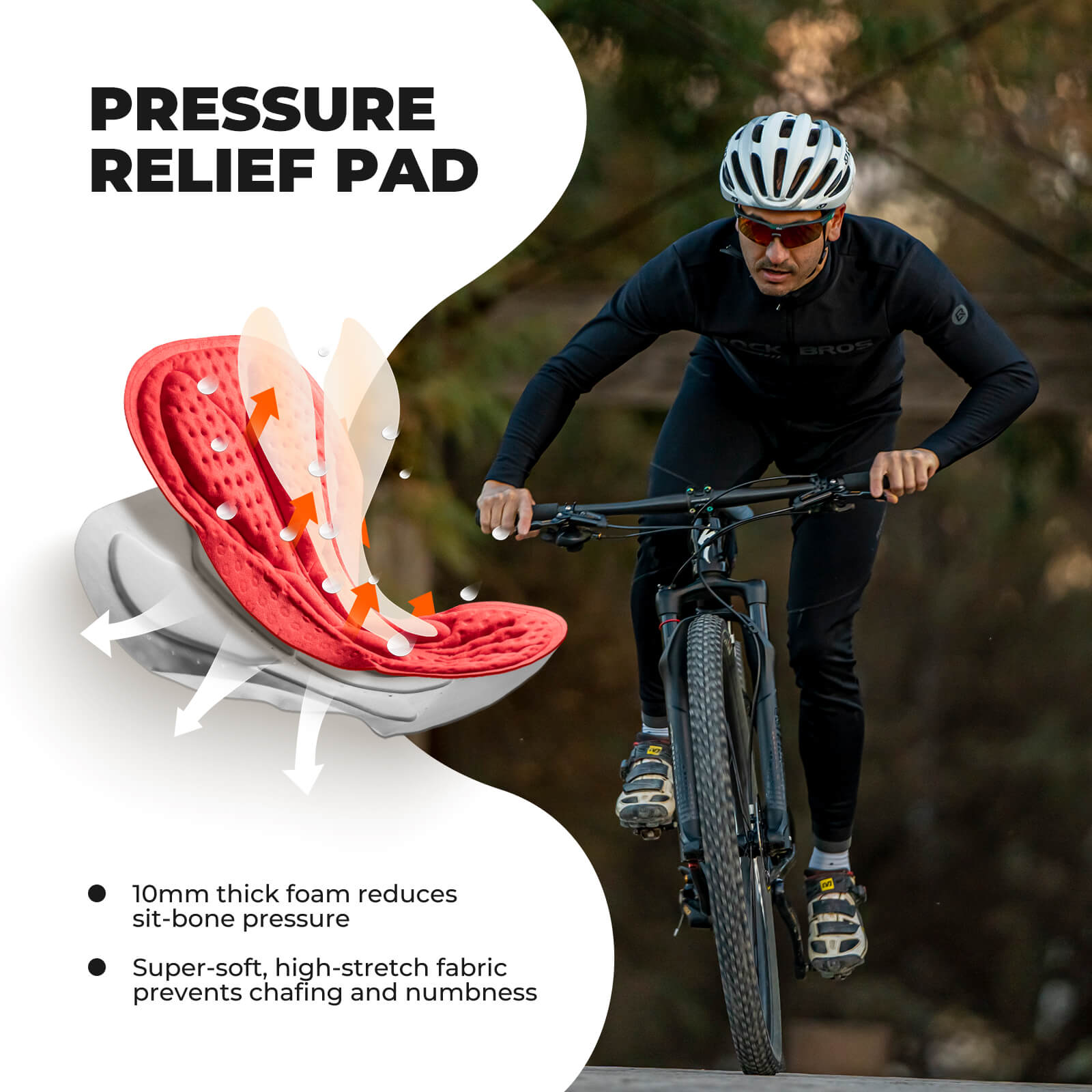 ROCKBROS Men's Winter Cycling Tights with Thermal Fleece and 4D Padded Seat for Cold Weather Riding