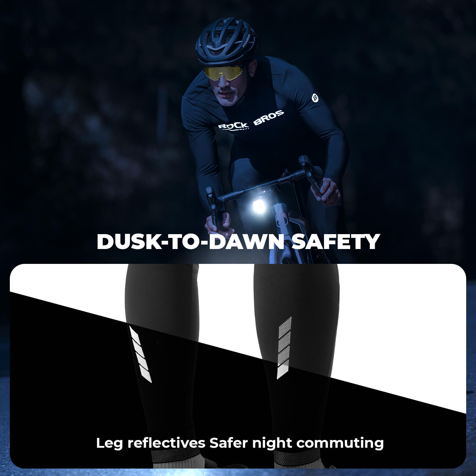 ROCKBROS Men's Winter Cycling Tights with Thermal Fleece and 4D Padded Seat for Cold Weather Riding