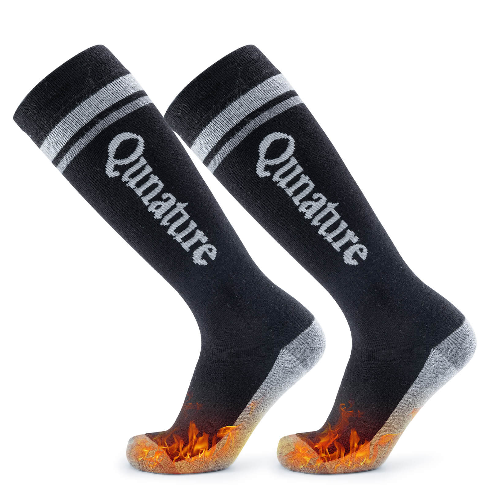 Black ROCKBROS Cushioned Merino Wool Ski Socks - Moisture Wicking Warm Winter Socks
#Color_Black